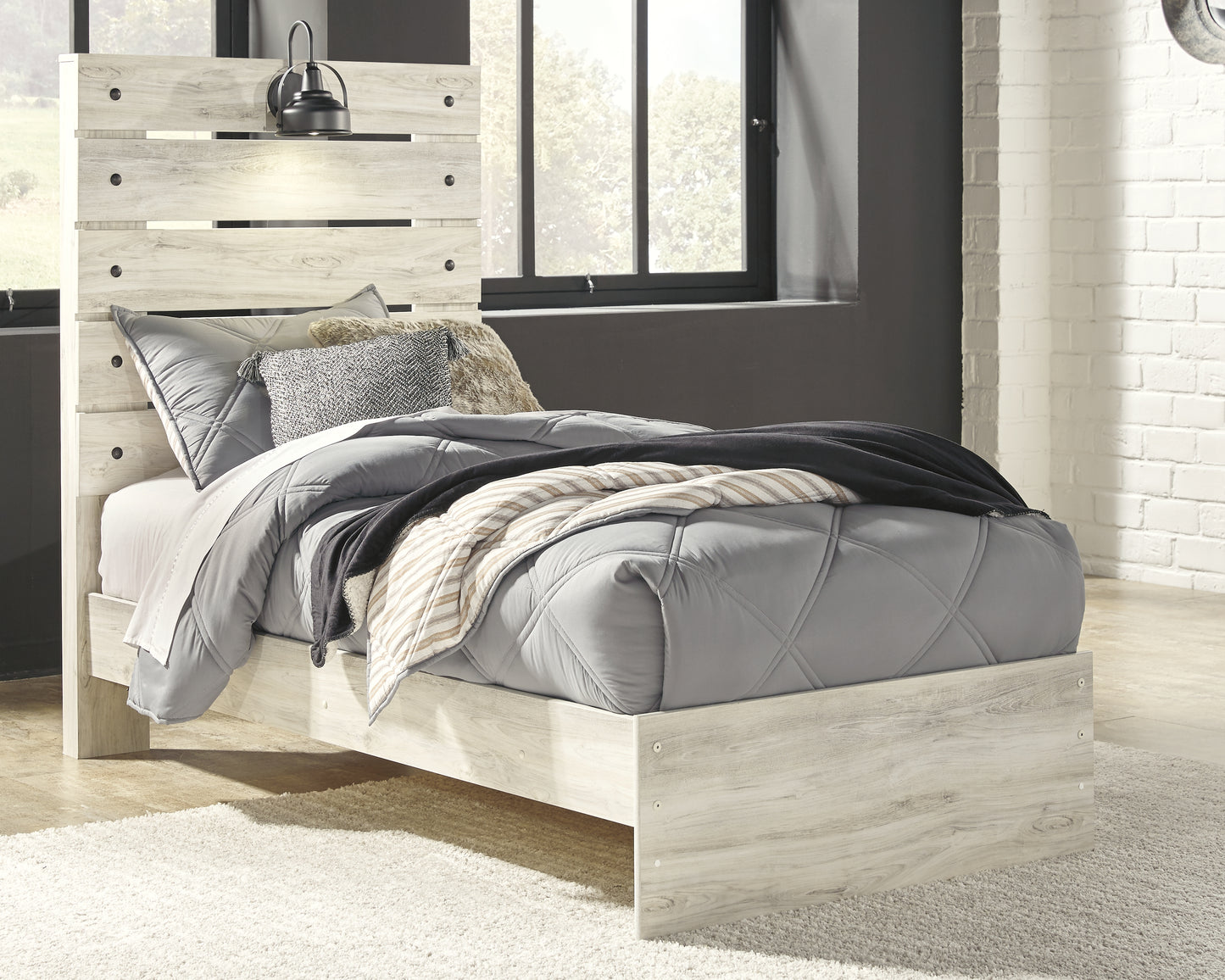 Cassel Furniture Outlet - Ashley Furniture - Cambeck Bedroom - Twin Panel Bed / Whitewash - B192B2