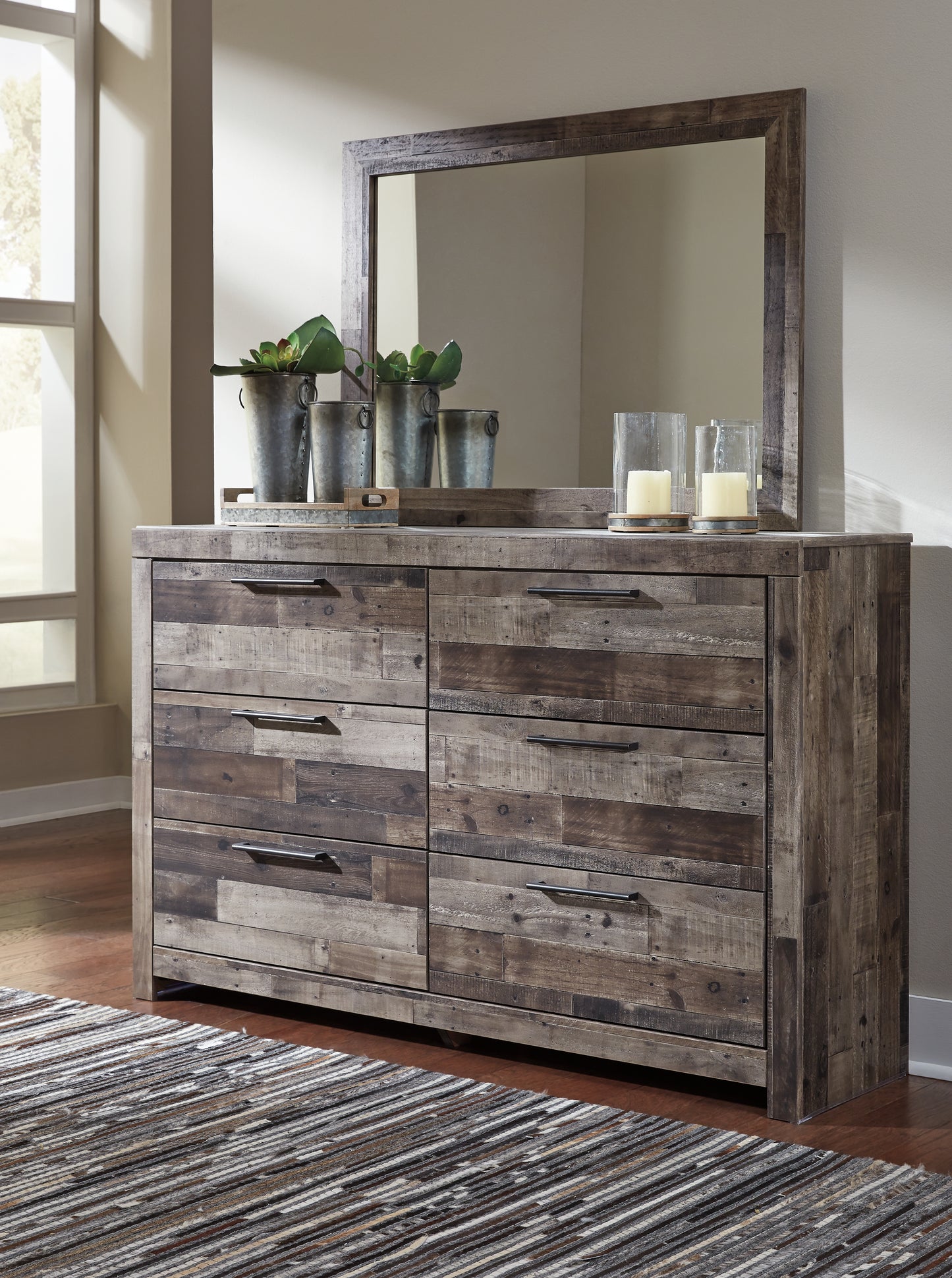 Cassel Furniture Outlet - Ashley Furniture - Derekson Bedroom - Dresser and Mirror / Multi Gray - B200B1