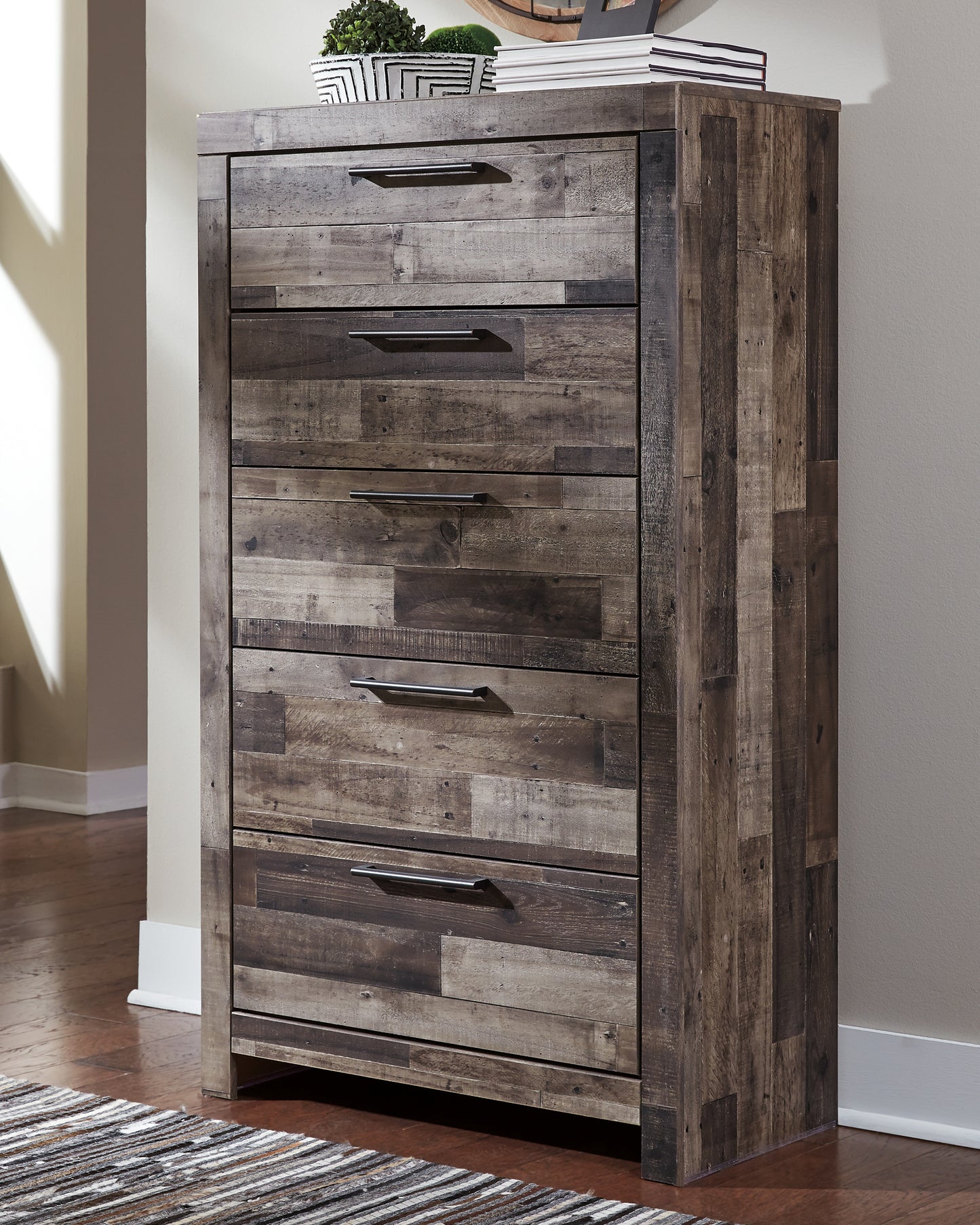 Cassel Furniture Outlet - Ashley Furniture - Derekson Bedroom - Five Drawer Chest / Multi Gray - B200-46