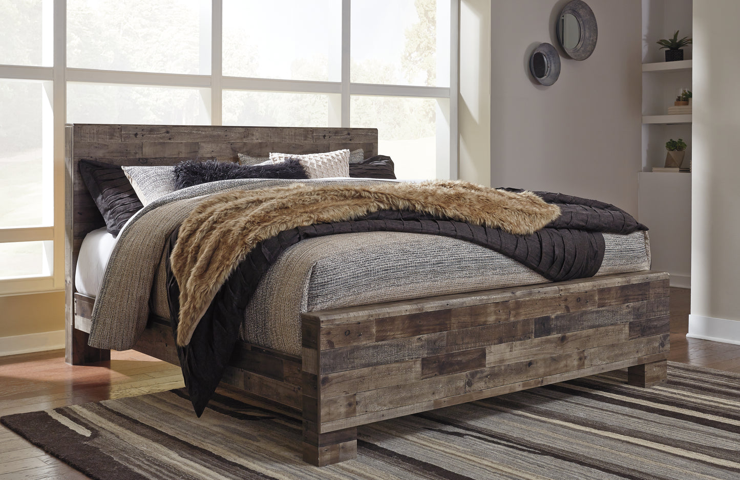 Cassel Furniture Outlet - Ashley Furniture - Derekson Bedroom - King Panel Bed / Multi Gray - B200B11
