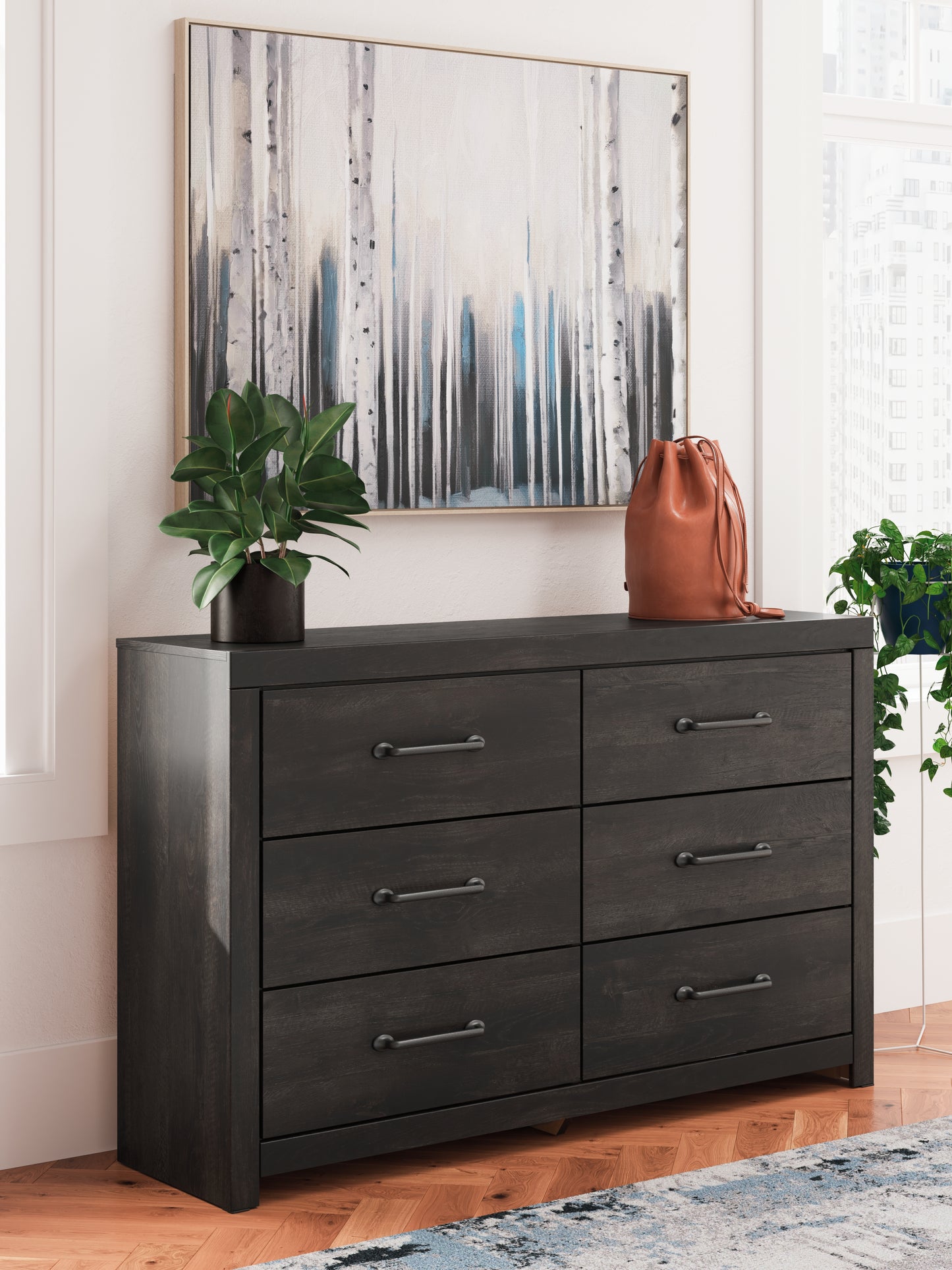 Cassel Furniture Outlet - Ashley Furniture - Hollivern Bedroom - Six Drawer Dresser / Dark Gray - PCB2108-31