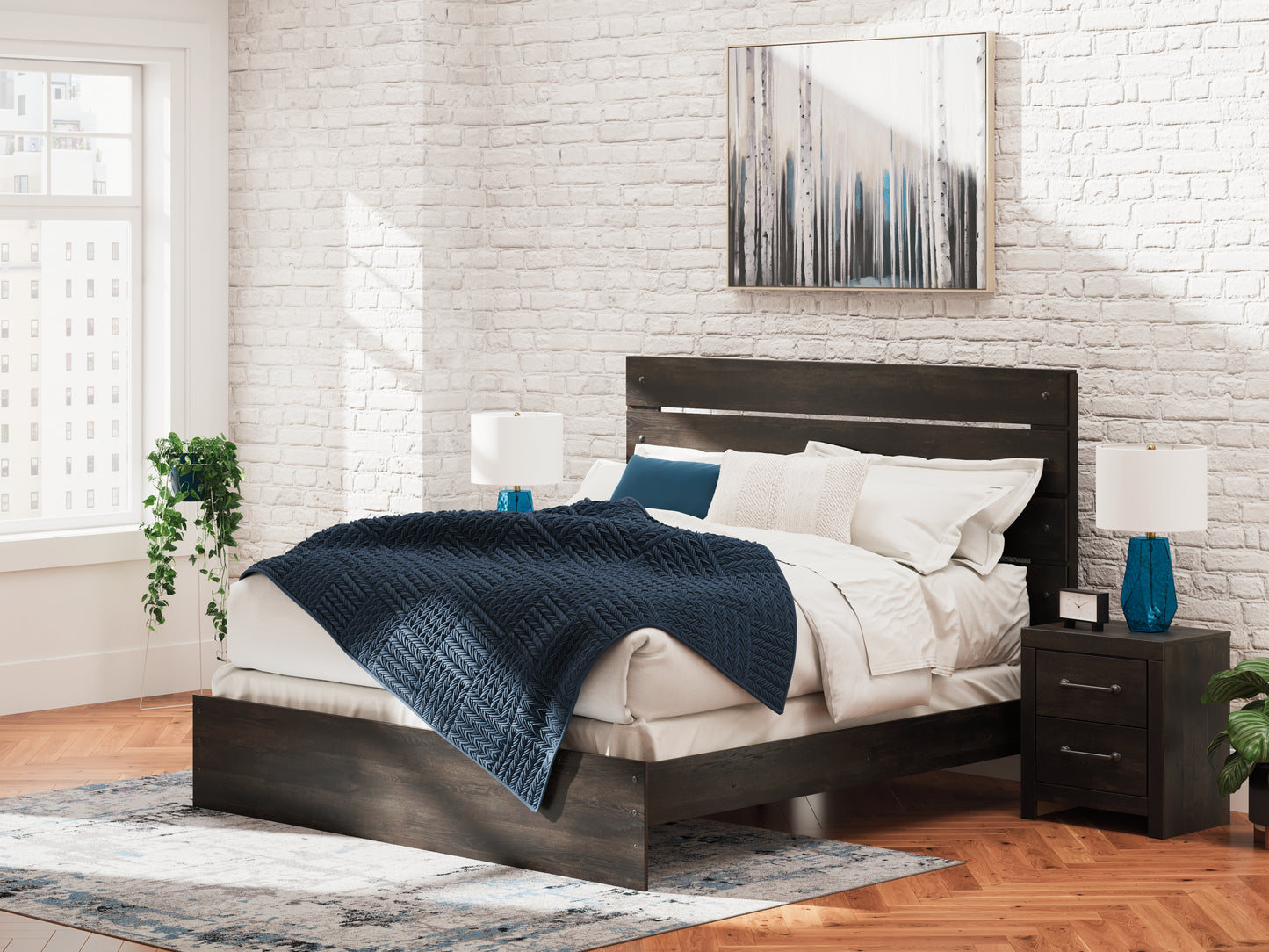 Cassel Furniture Outlet - Ashley Furniture - Hollivern Bedroom - King Panel Bed / Dark Gray - PCB2108B8