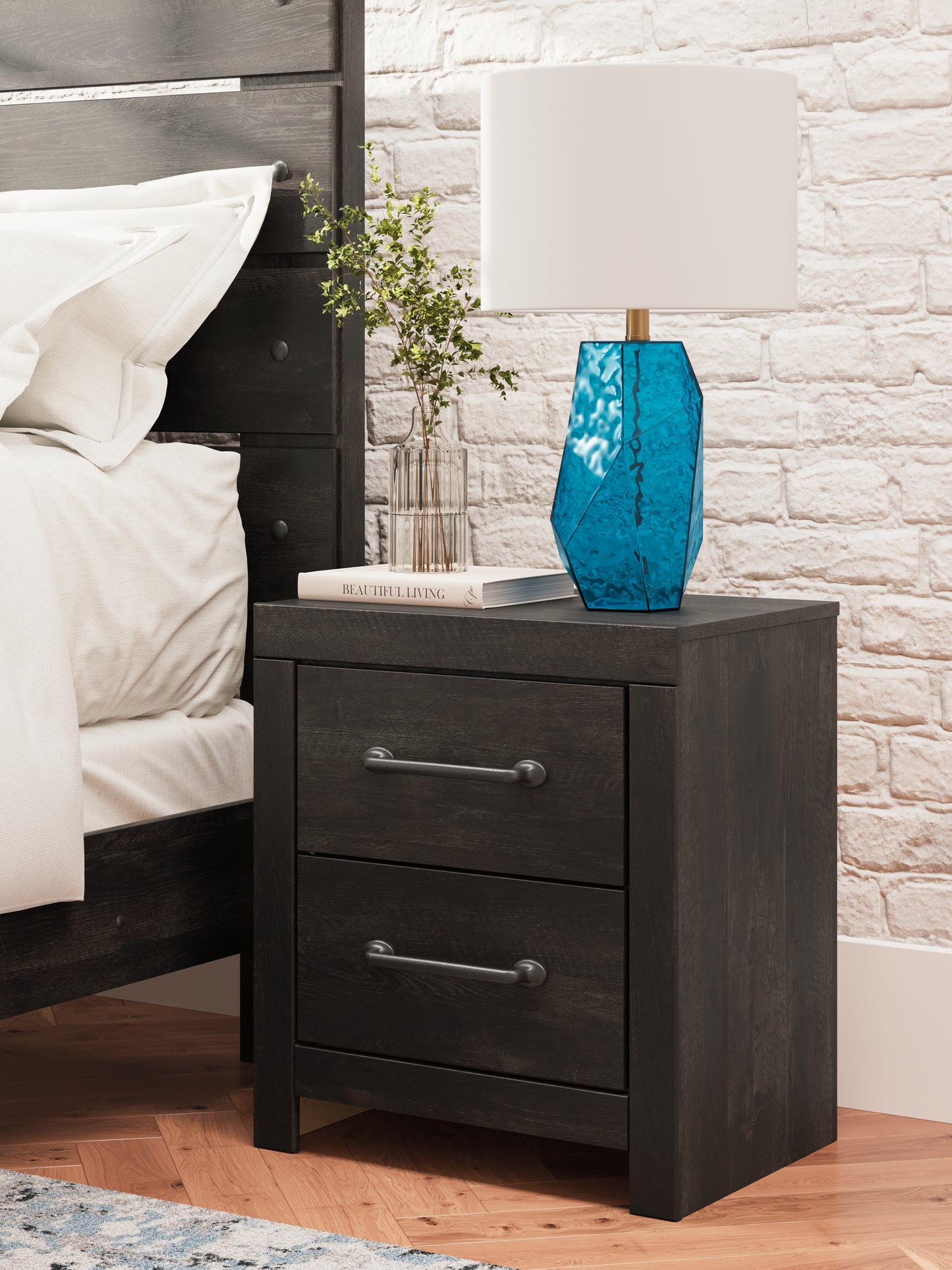 Cassel Furniture Outlet - Ashley Furniture - Hollivern Bedroom - Two Drawer Night Stand / Dark Gray - PCB2108-92