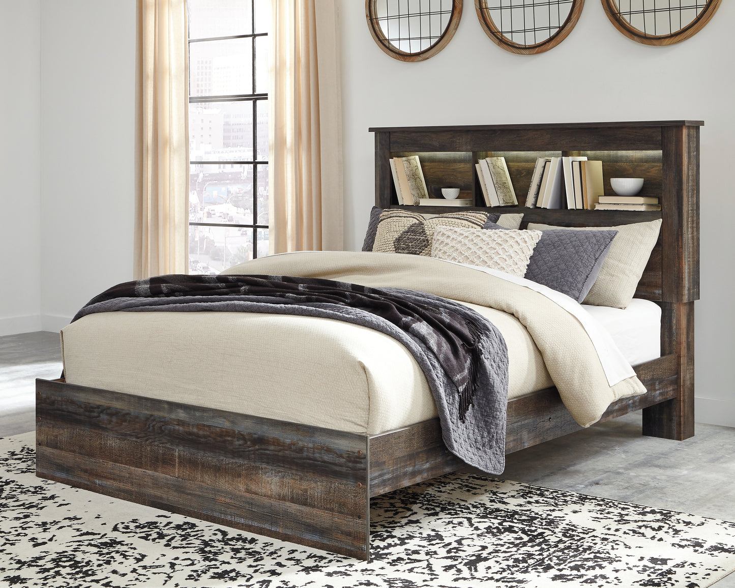 Cassel Furniture Outlet - Ashley Furniture - Drystan Bedroom - Queen Bookcase Bed / Multi - B211B16