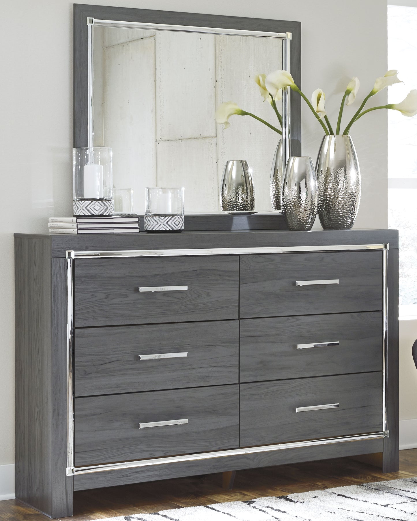 Cassel Furniture Outlet - Ashley Furniture - Lodanna Bedroom - Dresser and Mirror / Gray - B214B1
