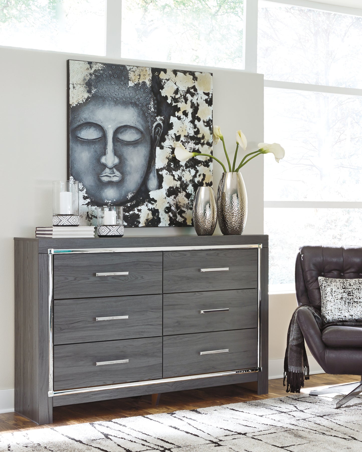 Cassel Furniture Outlet - Ashley Furniture - Lodanna Bedroom - Six Drawer Dresser / Gray - B214-31