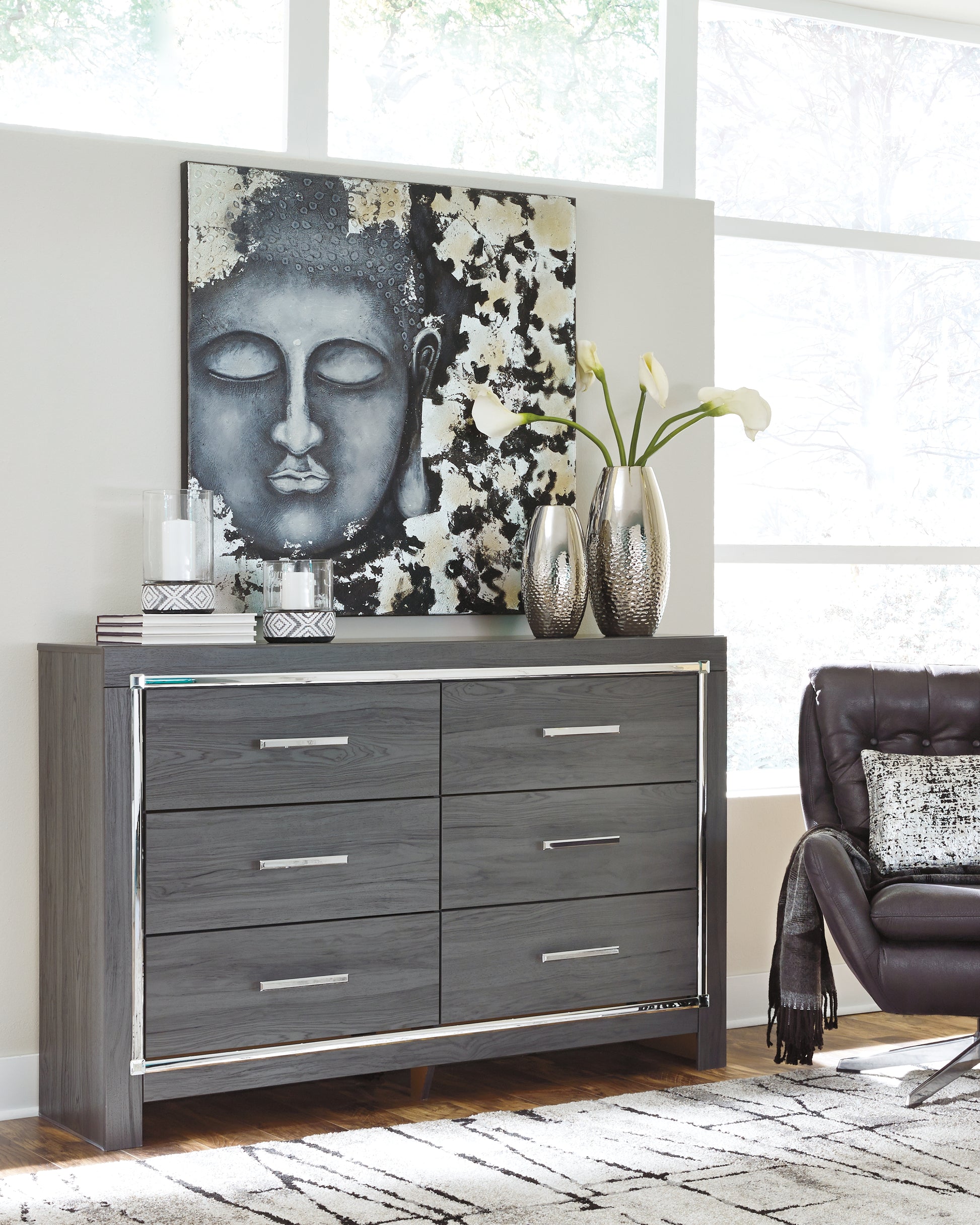 Cassel Furniture Outlet - Ashley Furniture - Lodanna Bedroom - Six Drawer Dresser / Gray - B214-31