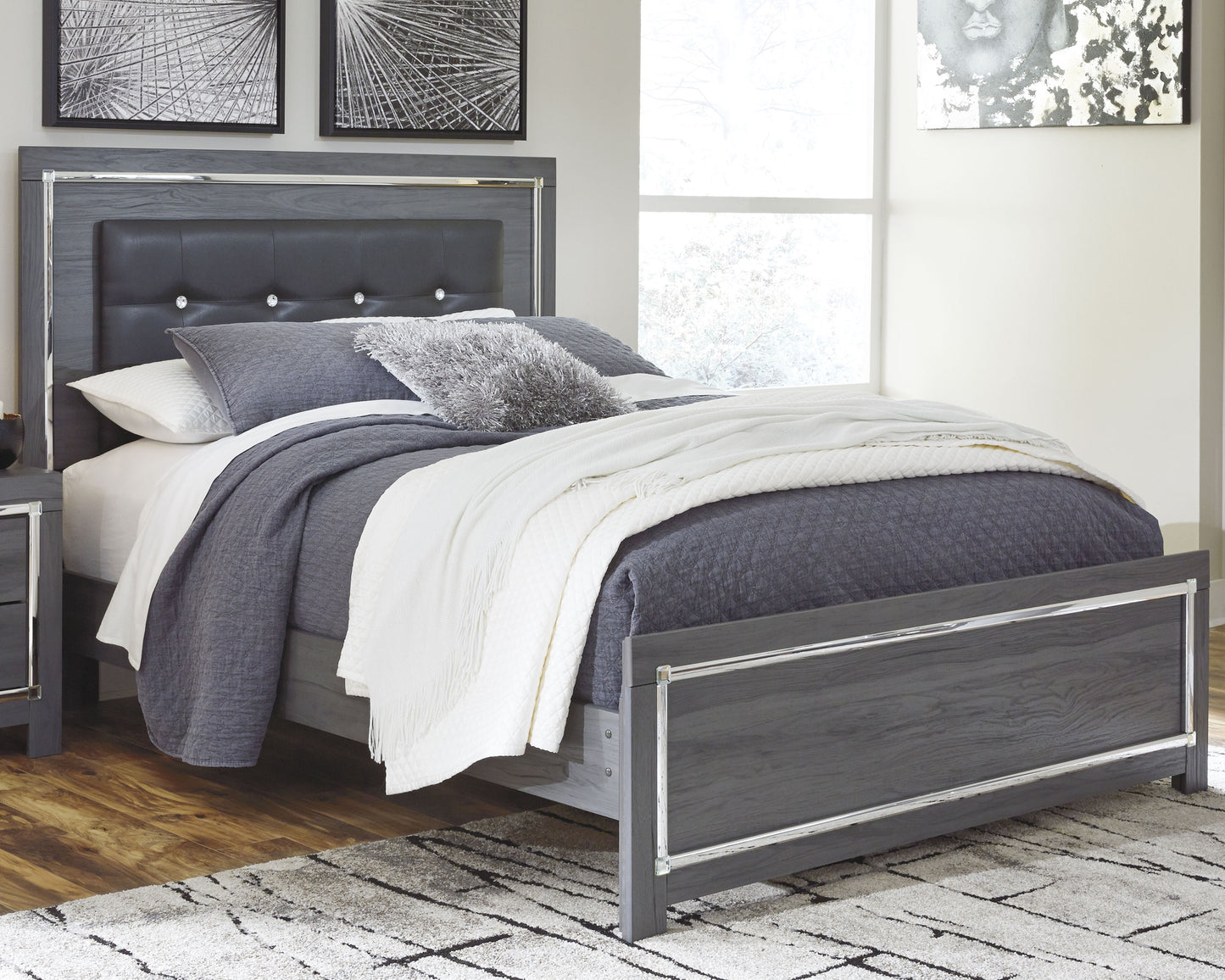 Cassel Furniture Outlet - Ashley Furniture - Lodanna Bedroom - Queen Panel Bed / Gray - B214B2