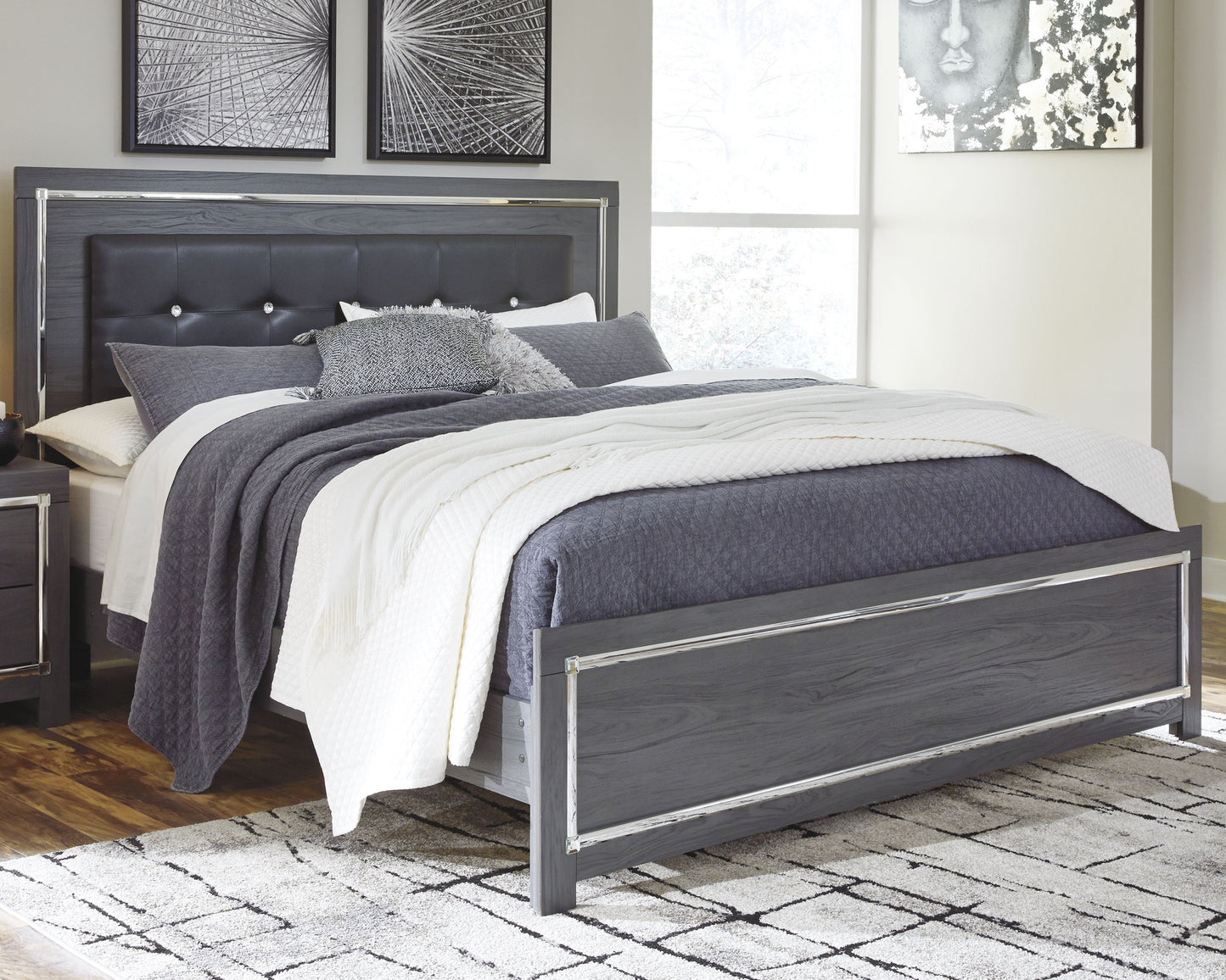 Cassel Furniture Outlet - Ashley Furniture - Lodanna Bedroom - King Panel Bed / Gray - B214B10