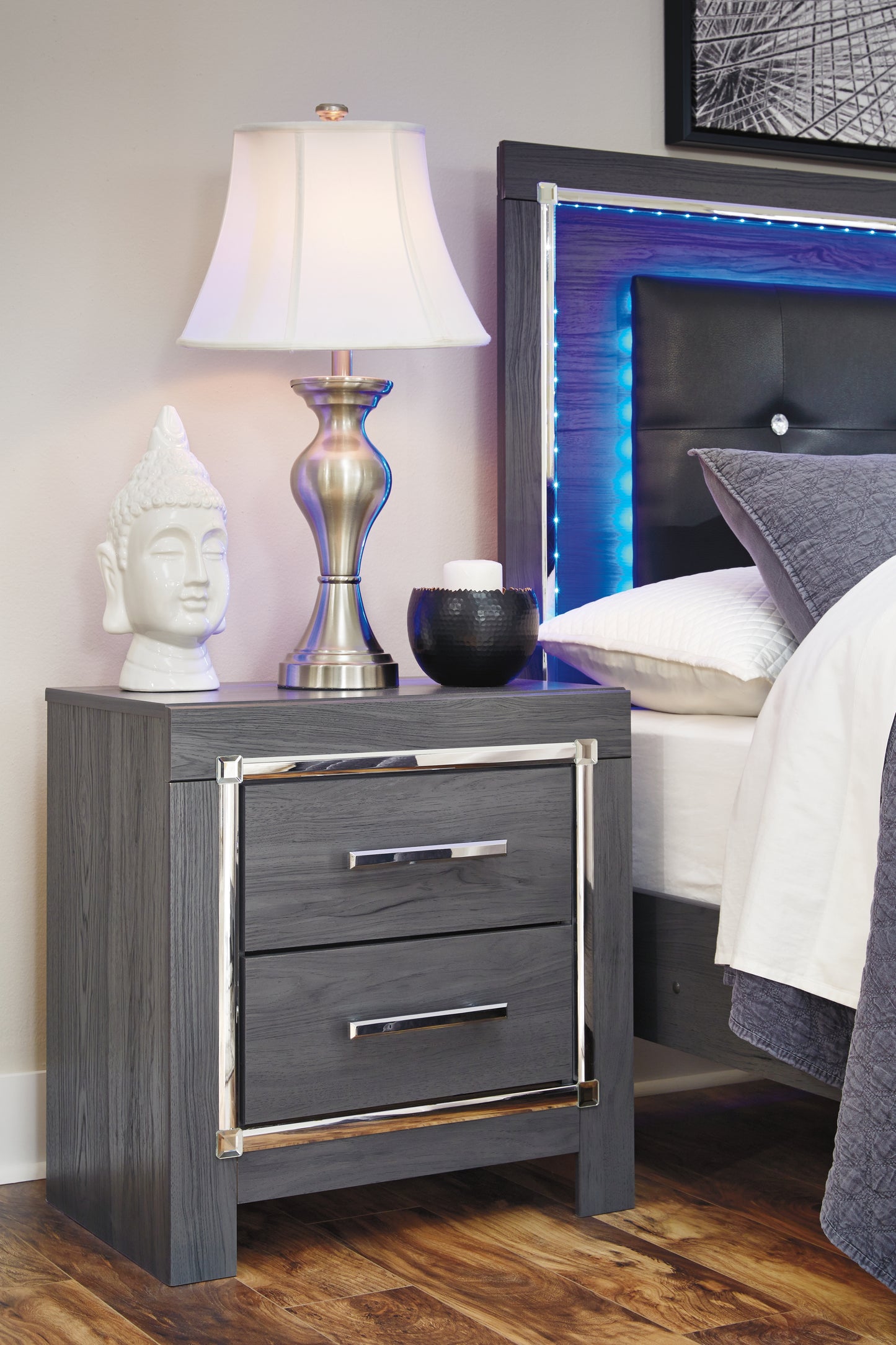 Cassel Furniture Outlet - Ashley Furniture - Lodanna Bedroom - Two Drawer Night Stand / Gray - B214-92