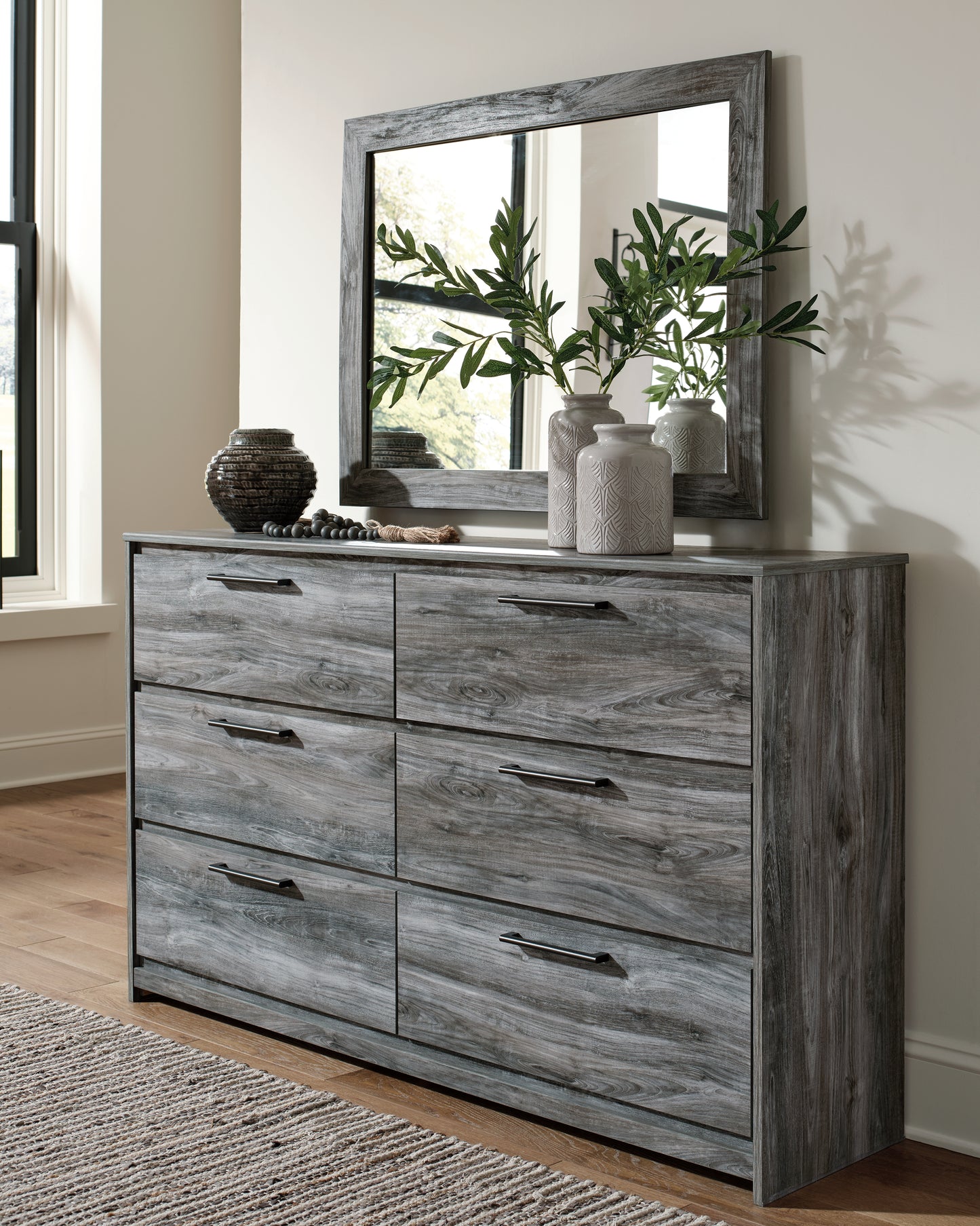 Cassel Furniture Outlet - Ashley Furniture - Baystorm Bedroom - Dresser and Mirror / Gray - B221B30