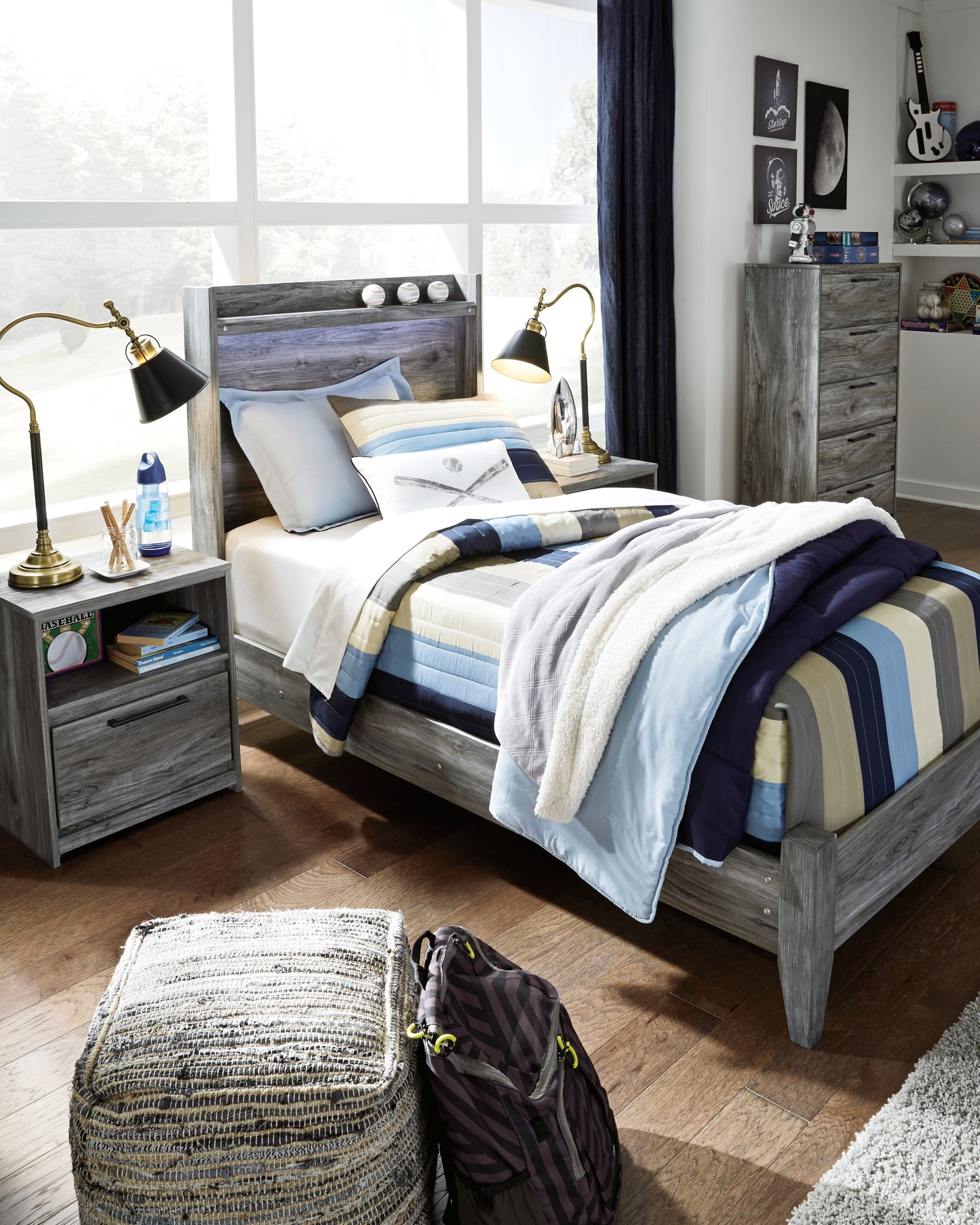 Cassel Furniture Outlet - Ashley Furniture - Baystorm Bedroom - Twin Panel Bed / Gray - B221B20