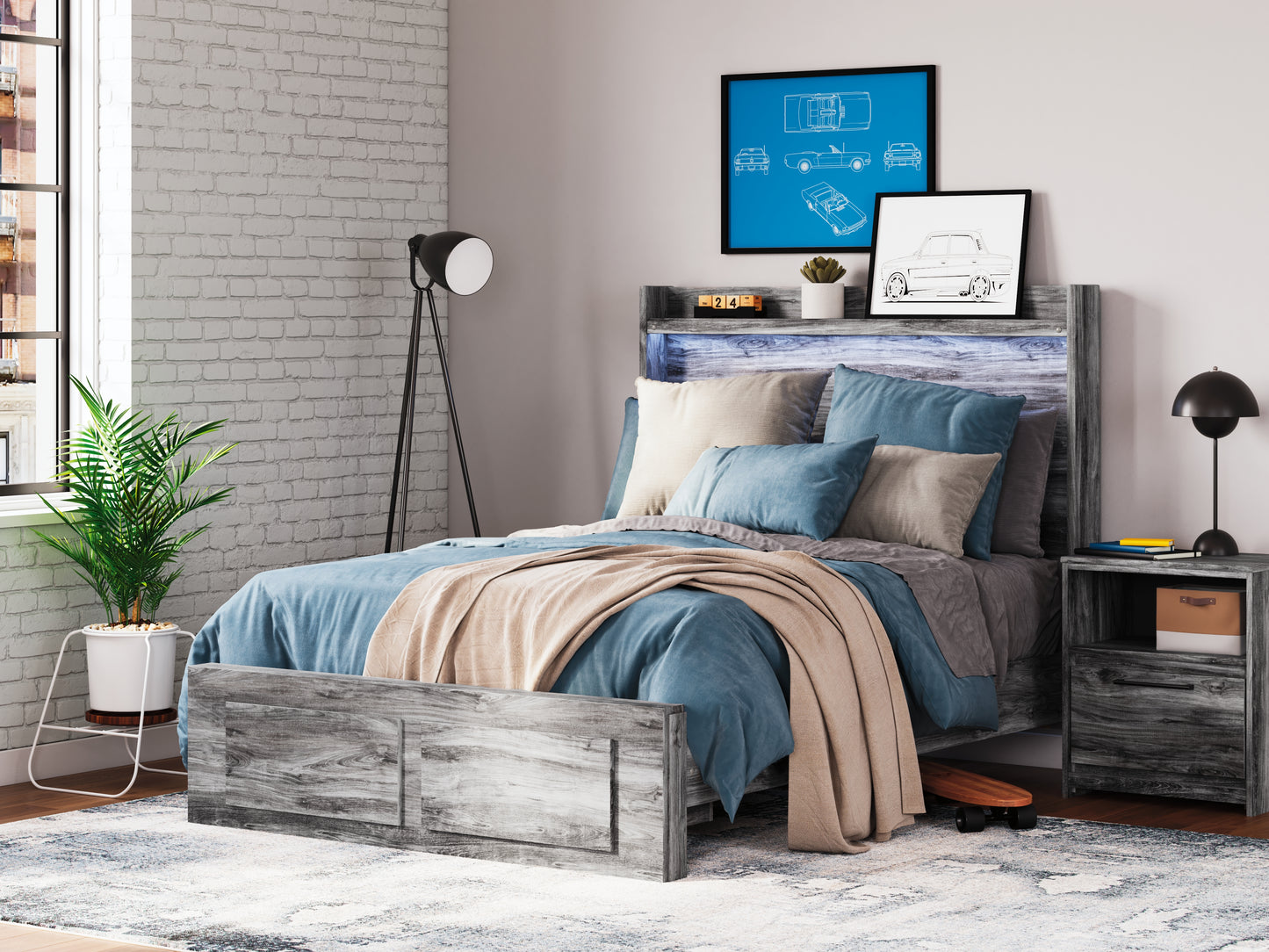 Cassel Furniture Outlet - Ashley Furniture - Baystorm Bedroom - Full Panel Bed with 2 Storage Drawers / Gray - B221B34
