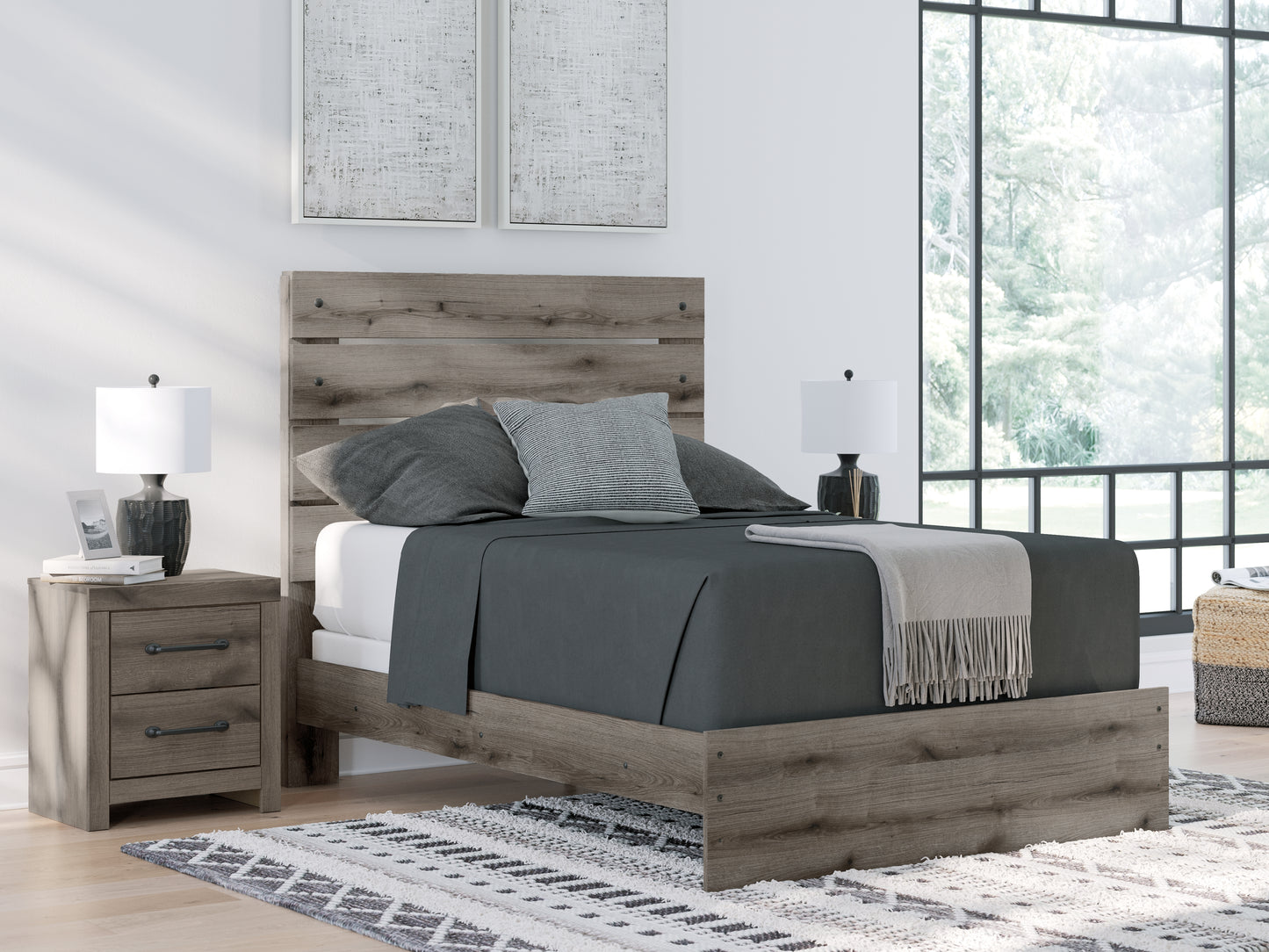 Cassel Furniture Outlet - Ashley Furniture - Graystorm Bedroom - Full Panel Bed / Brown Gray - PCB2405B13