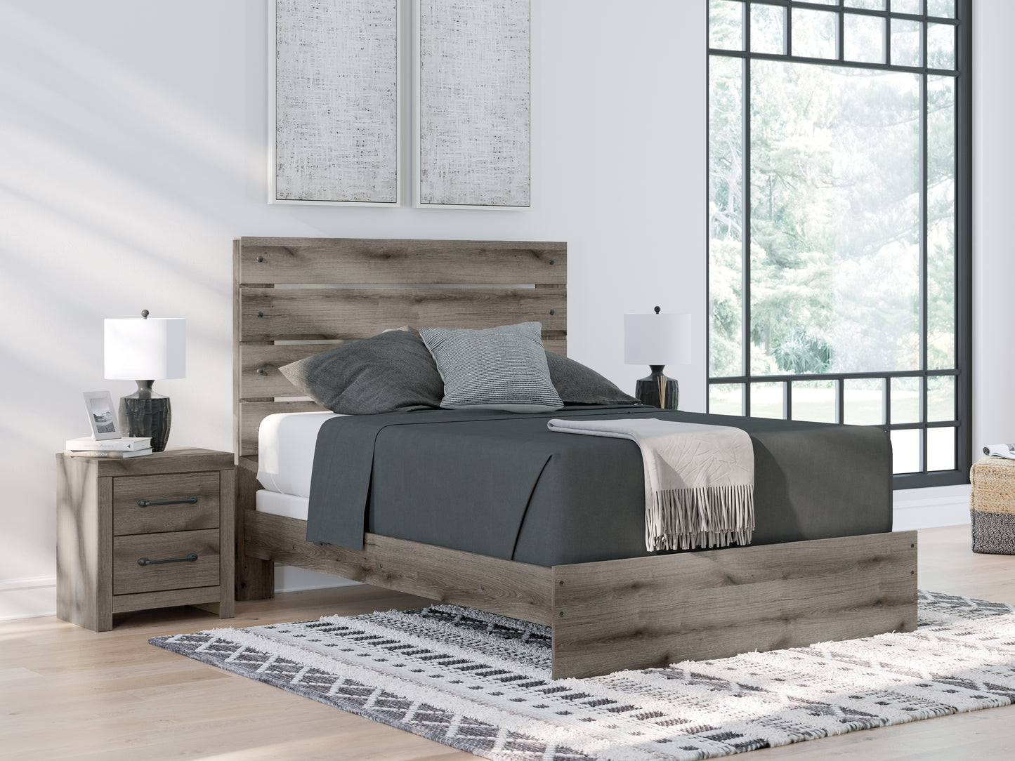 Cassel Furniture Outlet - Ashley Furniture - Graystorm Bedroom - Queen Panel Bed / Brown Gray - PCB2405B2