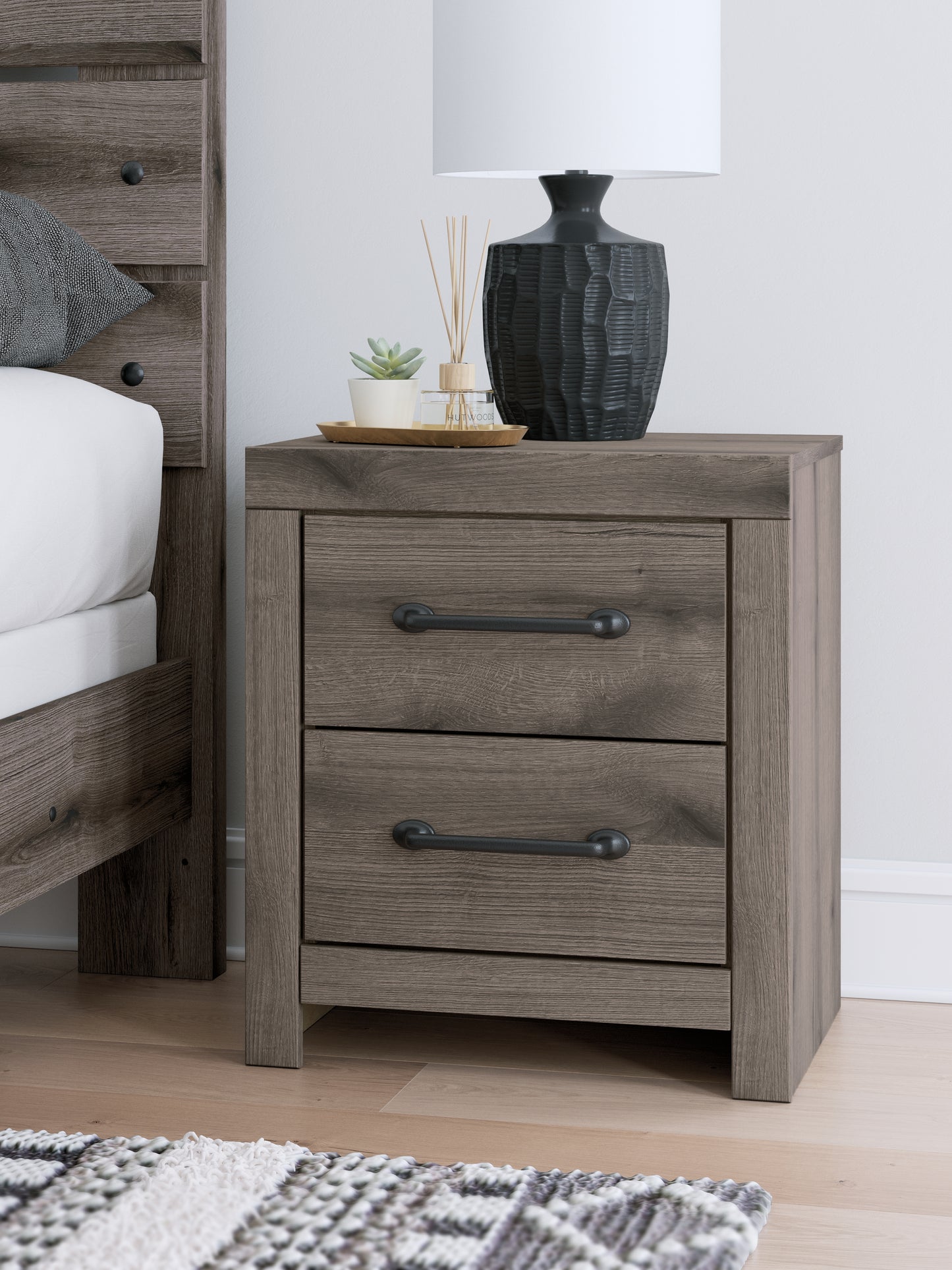 Cassel Furniture Outlet - Ashley Furniture - Graystorm Bedroom - Two Drawer Night Stand / Brown Gray - PCB2405-92