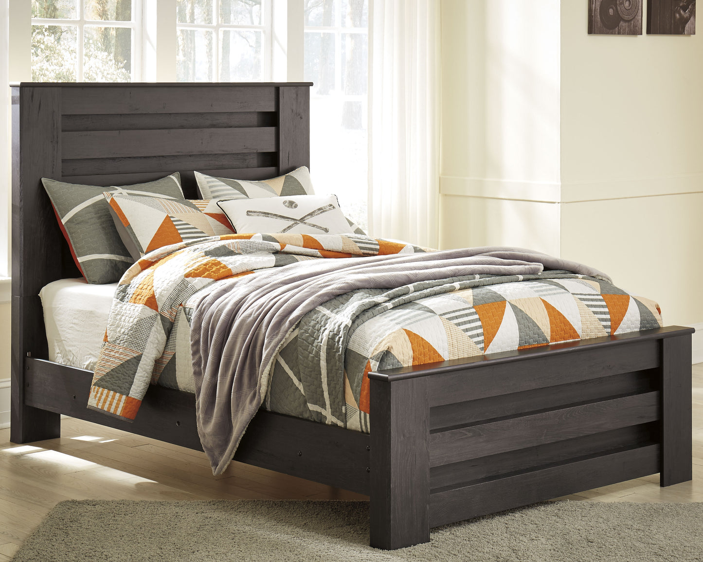 Cassel Furniture Outlet - Ashley Furniture - Brinxton Bedroom - Full Panel Bed / Charcoal - B249B5