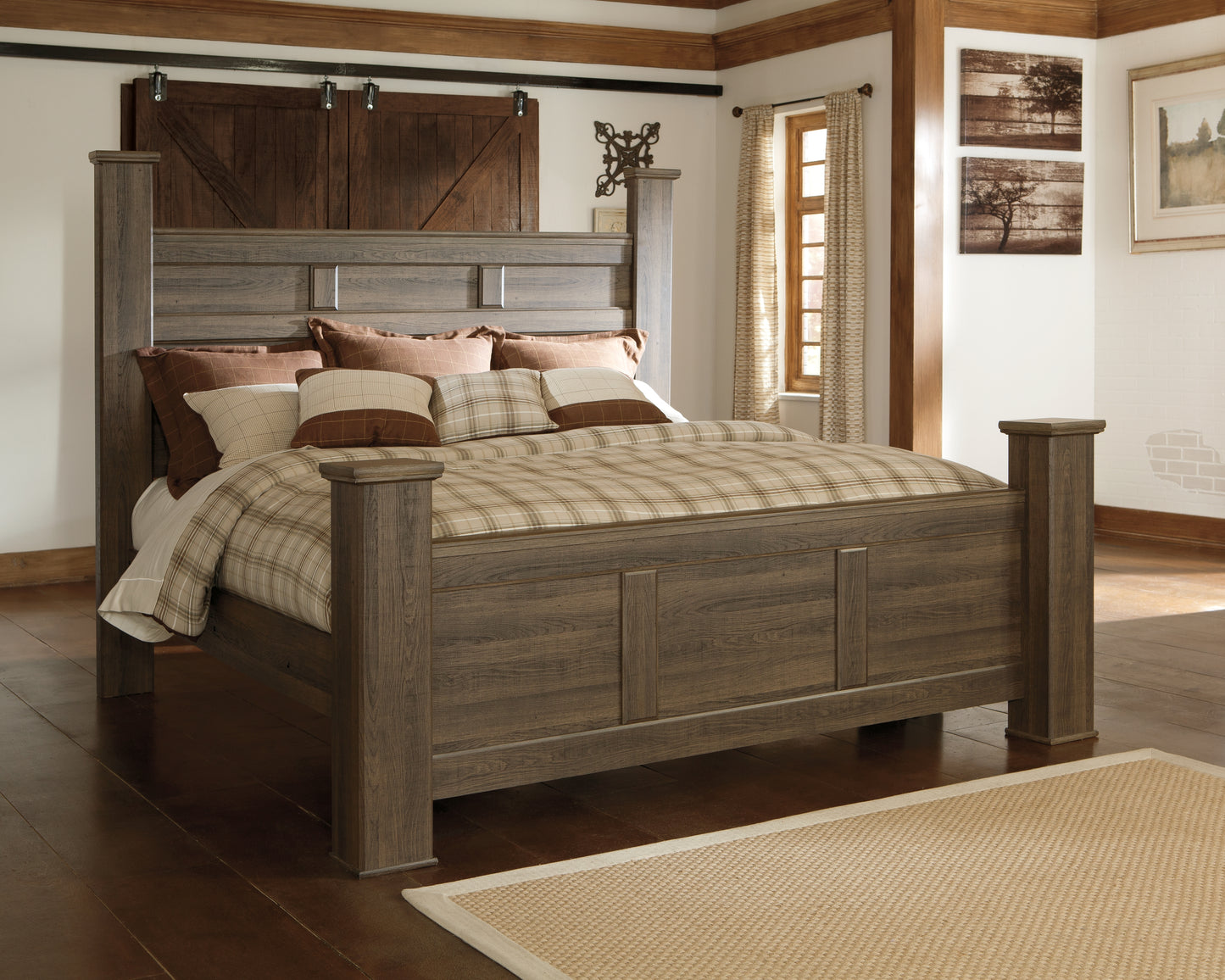 Cassel Furniture Outlet - Ashley Furniture - Juararo Bedroom - King Poster Bed / Dark Brown - B251B10