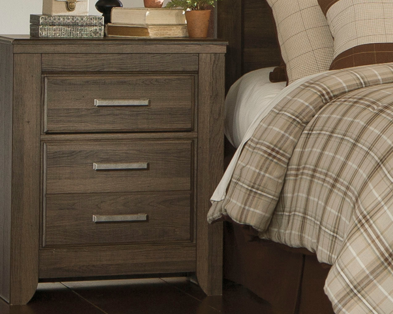 Cassel Furniture Outlet - Ashley Furniture - Juararo Bedroom - Two Drawer Night Stand / Dark Brown - B251-92