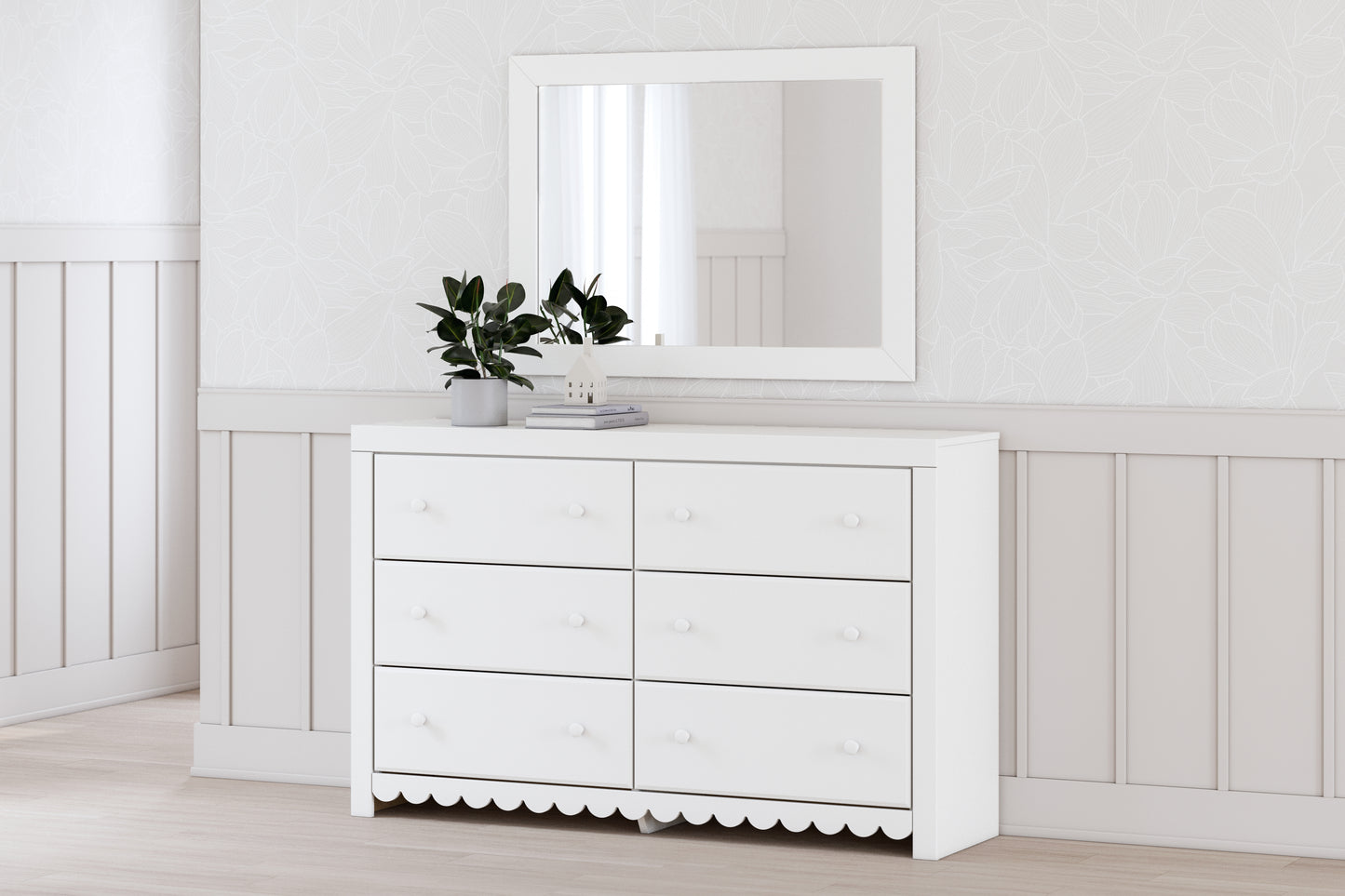Cassel Furniture Outlet - Ashley Furniture - Mollviney Bedroom - Dresser and Mirror / White - B2540B1
