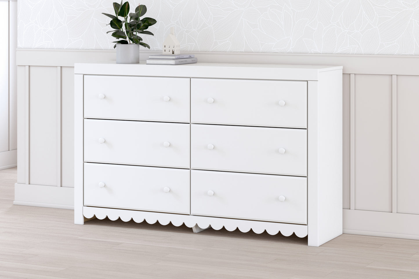Cassel Furniture Outlet - Ashley Furniture - Mollviney Bedroom - Six Drawer Dresser / White - B2540-31