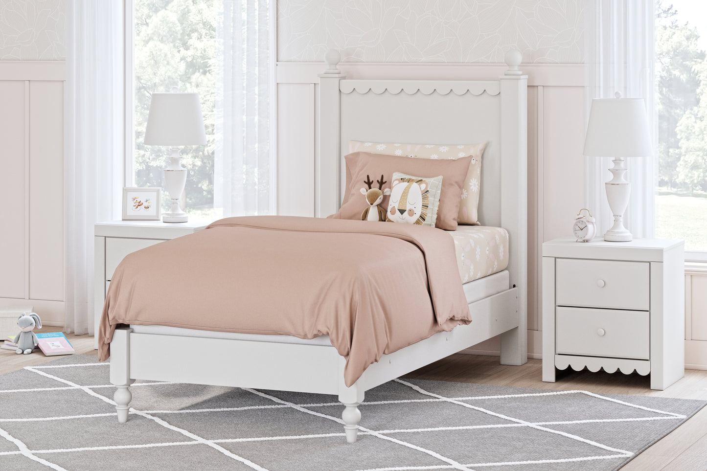 Cassel Furniture Outlet - Ashley Furniture - Mollviney Bedroom - Twin Panel Bed / White - B2540B2