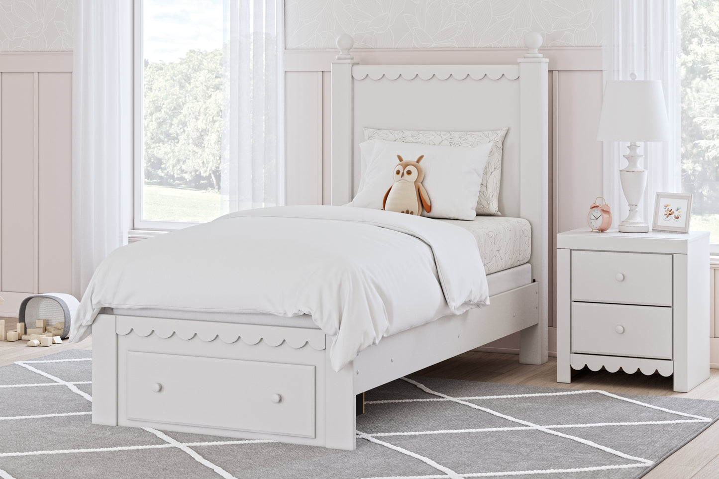 Cassel Furniture Outlet - Ashley Furniture - Mollviney Bedroom - Twin Panel Storage Bed / White - B2540B6