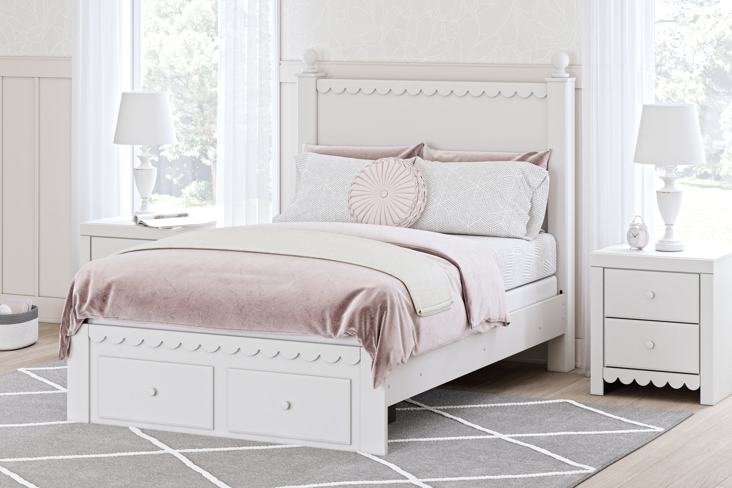 Cassel Furniture Outlet - Ashley Furniture - Mollviney Bedroom - Full Panel Storage Bed / White - B2540B7