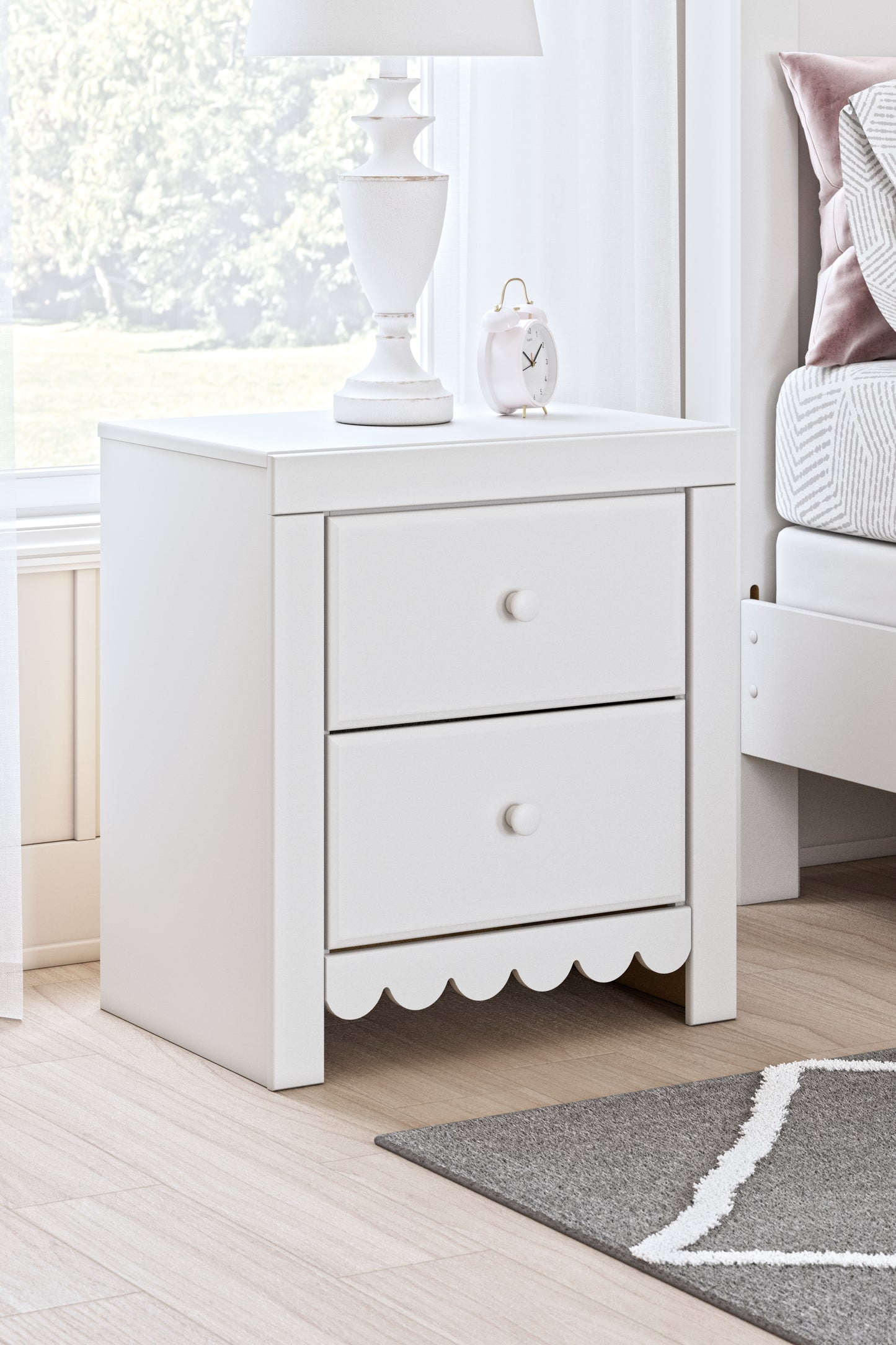 Cassel Furniture Outlet - Ashley Furniture - Mollviney Bedroom - Two Drawer Night Stand / White - B2540-92