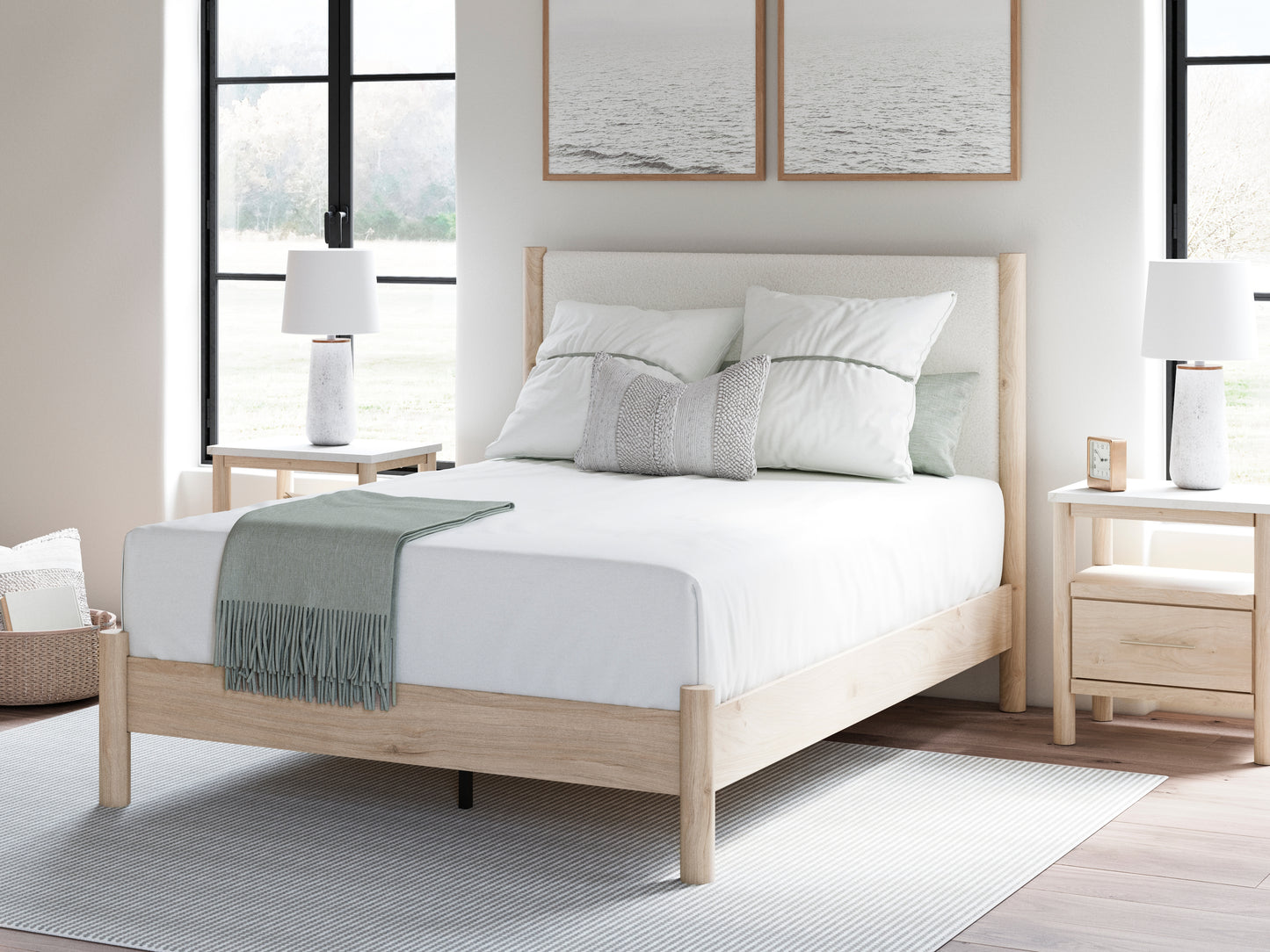 Cassel Furniture Outlet - Ashley Furniture - Cadmori Bedroom - Queen Upholstered Panel Bed / Two-tone - B2615B4