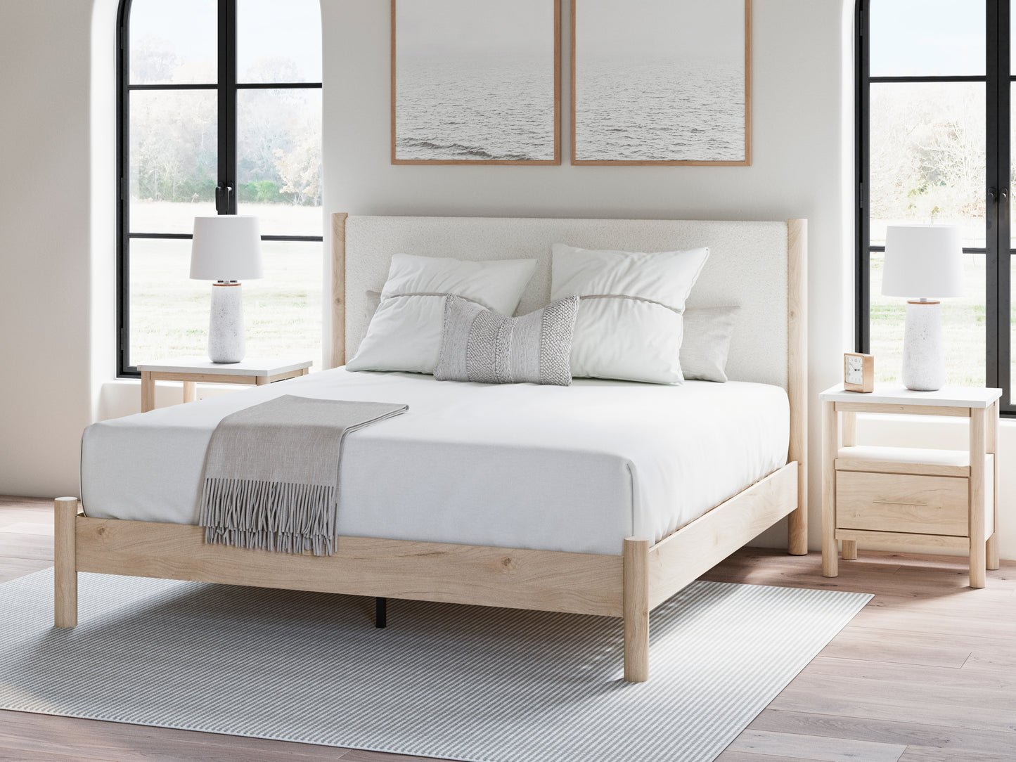 Cassel Furniture Outlet - Ashley Furniture - Cadmori Bedroom - King Upholstered Panel Bed / Two-tone - B2615B7