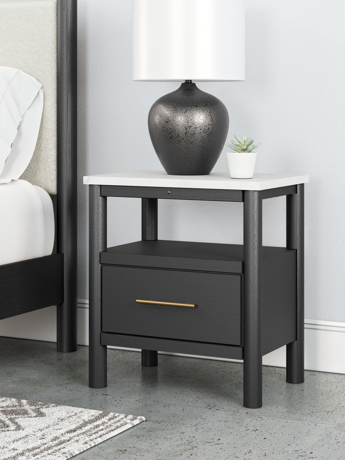 Cassel Furniture Outlet - Ashley Furniture - Cadmori Bedroom - One Drawer Night Stand / Black/White - B2616-91