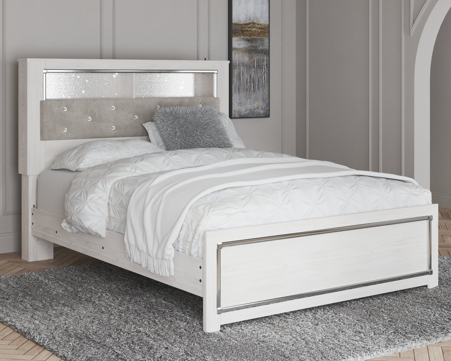 Cassel Furniture Outlet - Ashley Furniture - Altyra Bedroom - Queen Panel Bookcase Bed / White - B2640B4
