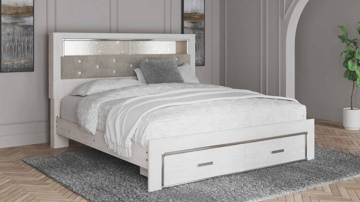 Cassel Furniture Outlet - Ashley Furniture - Altyra Bedroom - King Upholstered Bookcase Bed with Storage / White - B2640B30
