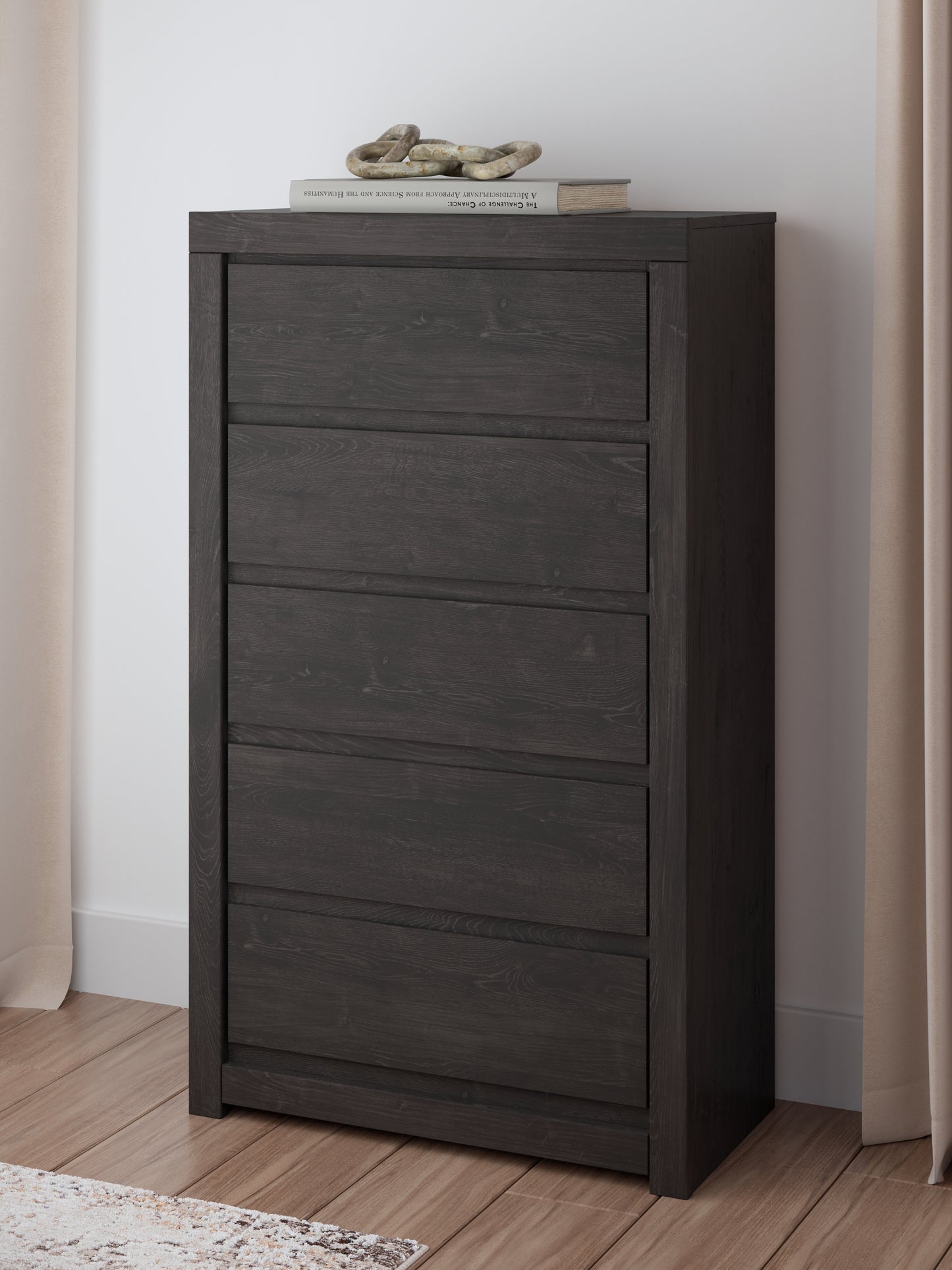 Cassel Furniture Outlet - Ashley Furniture - Fraluna Bedroom - Five Drawer Chest / Charcoal - PCB3370-46