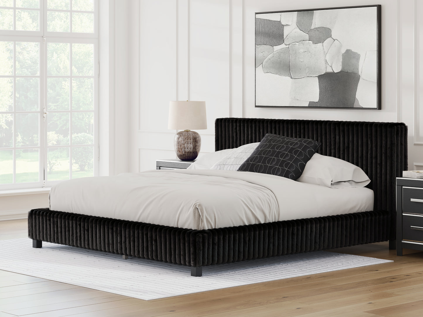 Cassel Furniture Outlet - Ashley Furniture - Zuraleus Bedroom - King Upholstered Bed / Black - PCB3380B13