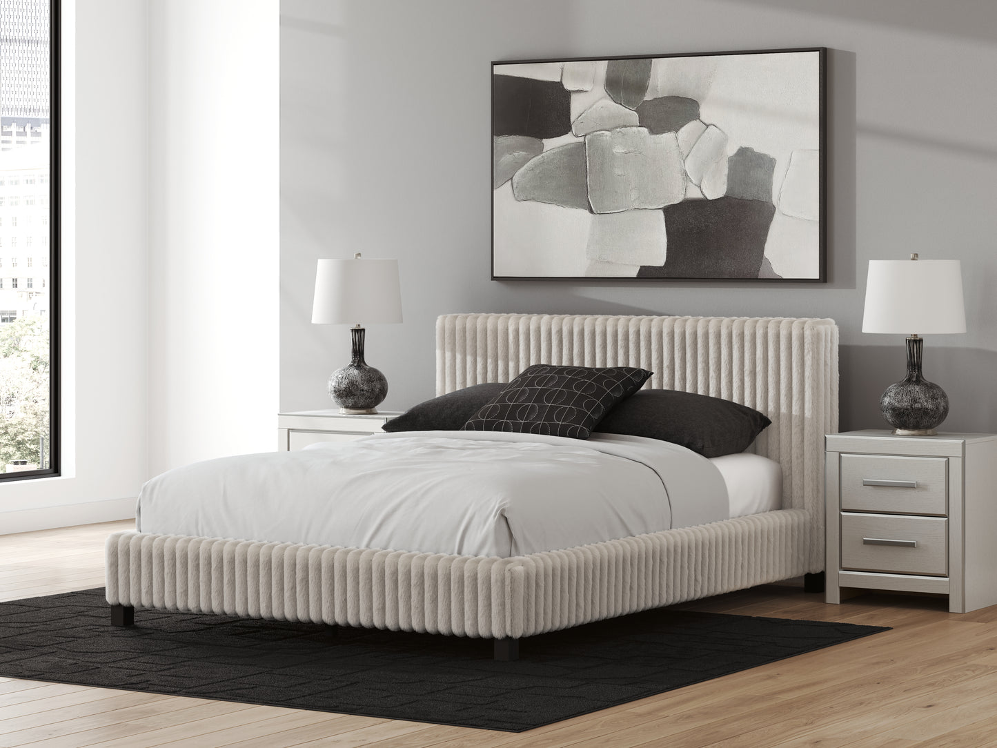 Cassel Furniture Outlet - Ashley Furniture - Zuraleus Bedroom - Queen Upholstered Bed / White - PCB3381B11