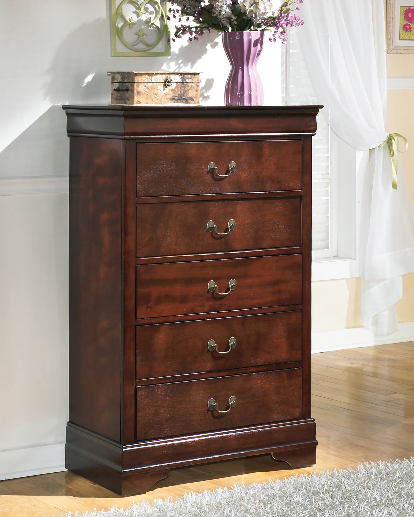 Cassel Furniture Outlet - Ashley Furniture - Alisdair Bedroom - Chest / Reddish Brown - B376-46