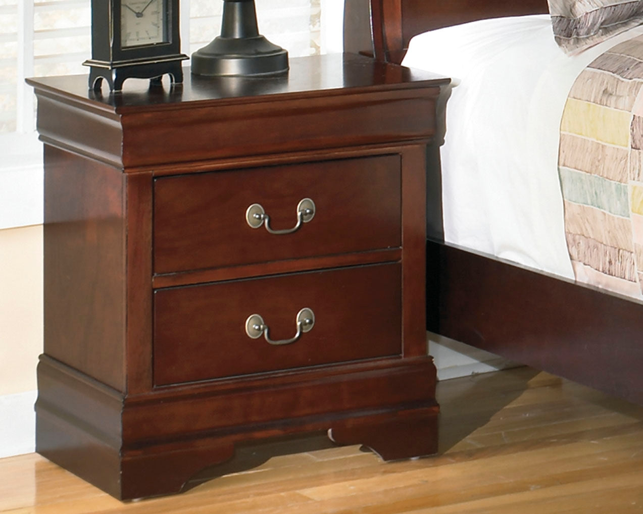 Cassel Furniture Outlet - Ashley Furniture - Alisdair Bedroom - Two Drawer Night Stand / Reddish Brown - B376-92