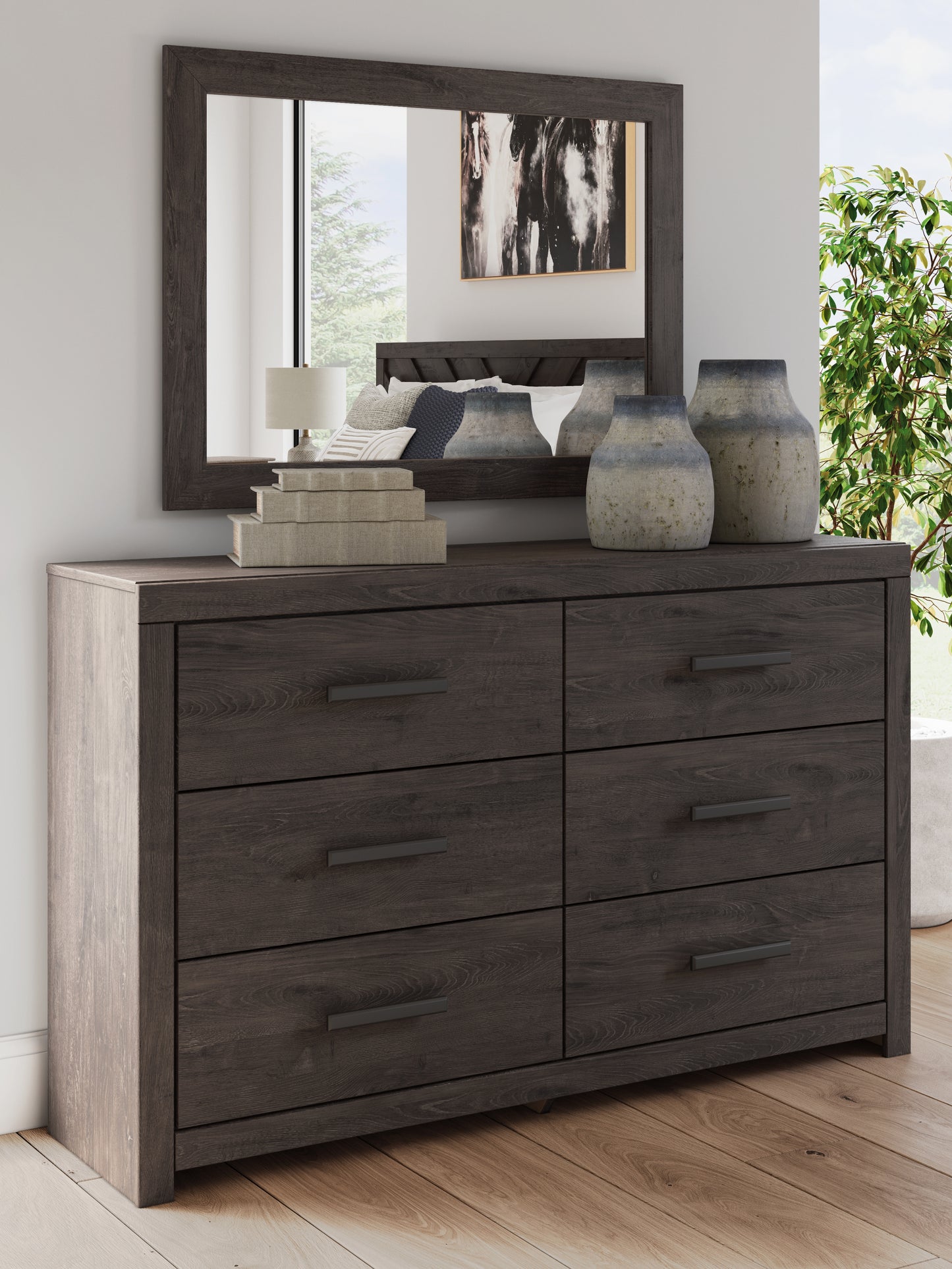 Cassel Furniture Outlet - Ashley Furniture - Prendonea Bedroom - Dresser and Mirror / Charcoal - B3789B1