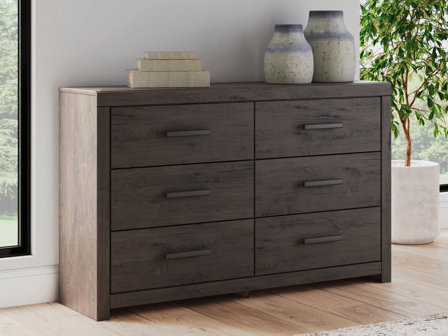 Cassel Furniture Outlet - Ashley Furniture - Prendonea Bedroom - Six Drawer Dresser / Charcoal - B3789-31