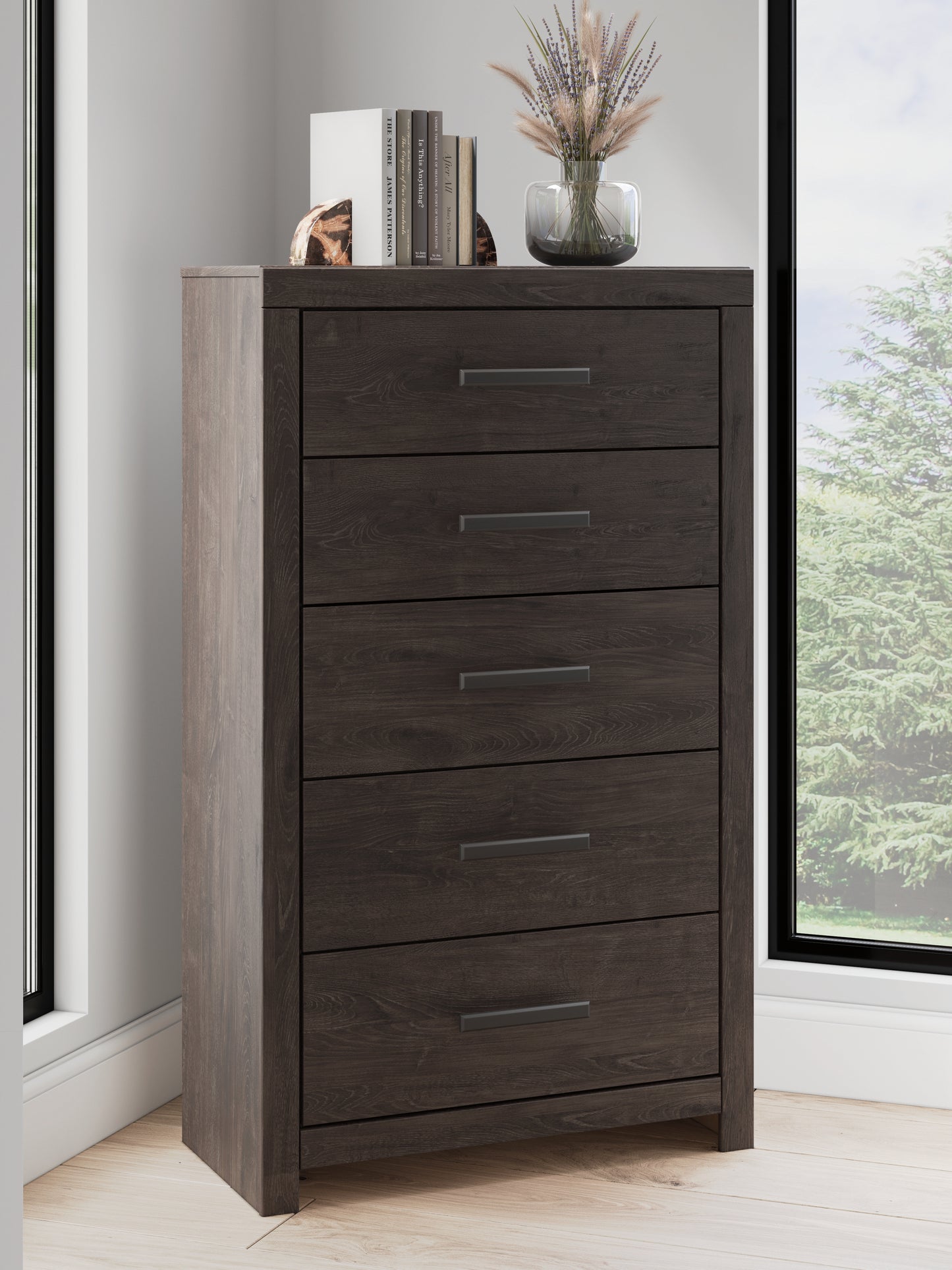 Cassel Furniture Outlet - Ashley Furniture - Prendonea Bedroom - Five Drawer Chest / Charcoal - B3789-46