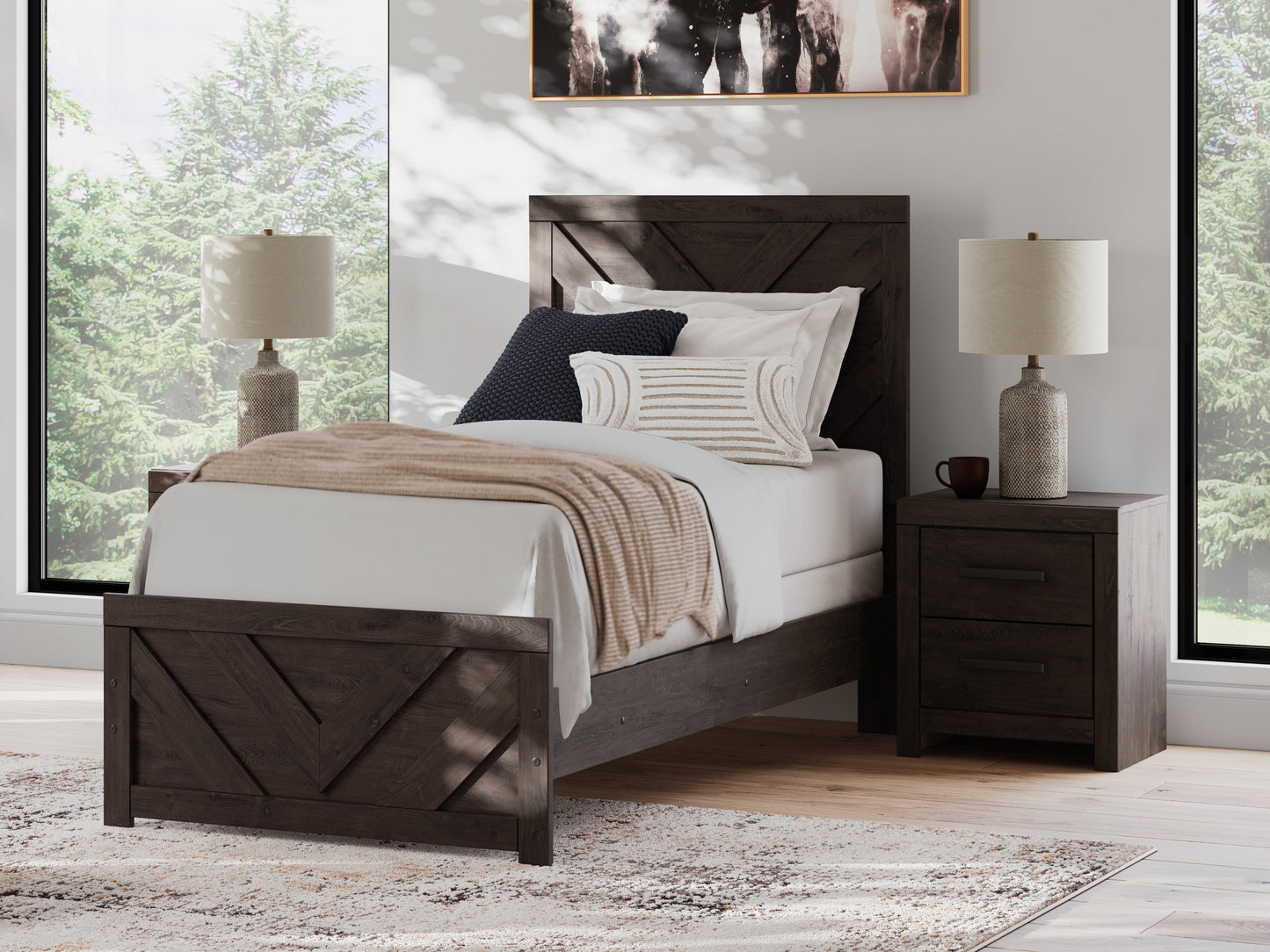 Cassel Furniture Outlet - Ashley Furniture - Prendonea Bedroom - Twin Panel Bed / Charcoal - B3789B2