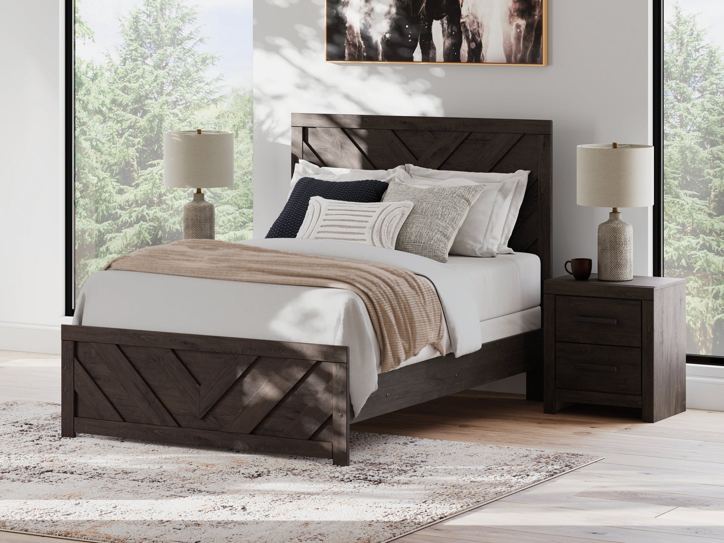 Cassel Furniture Outlet - Ashley Furniture - Prendonea Bedroom - Full Panel Bed / Charcoal - B3789B3