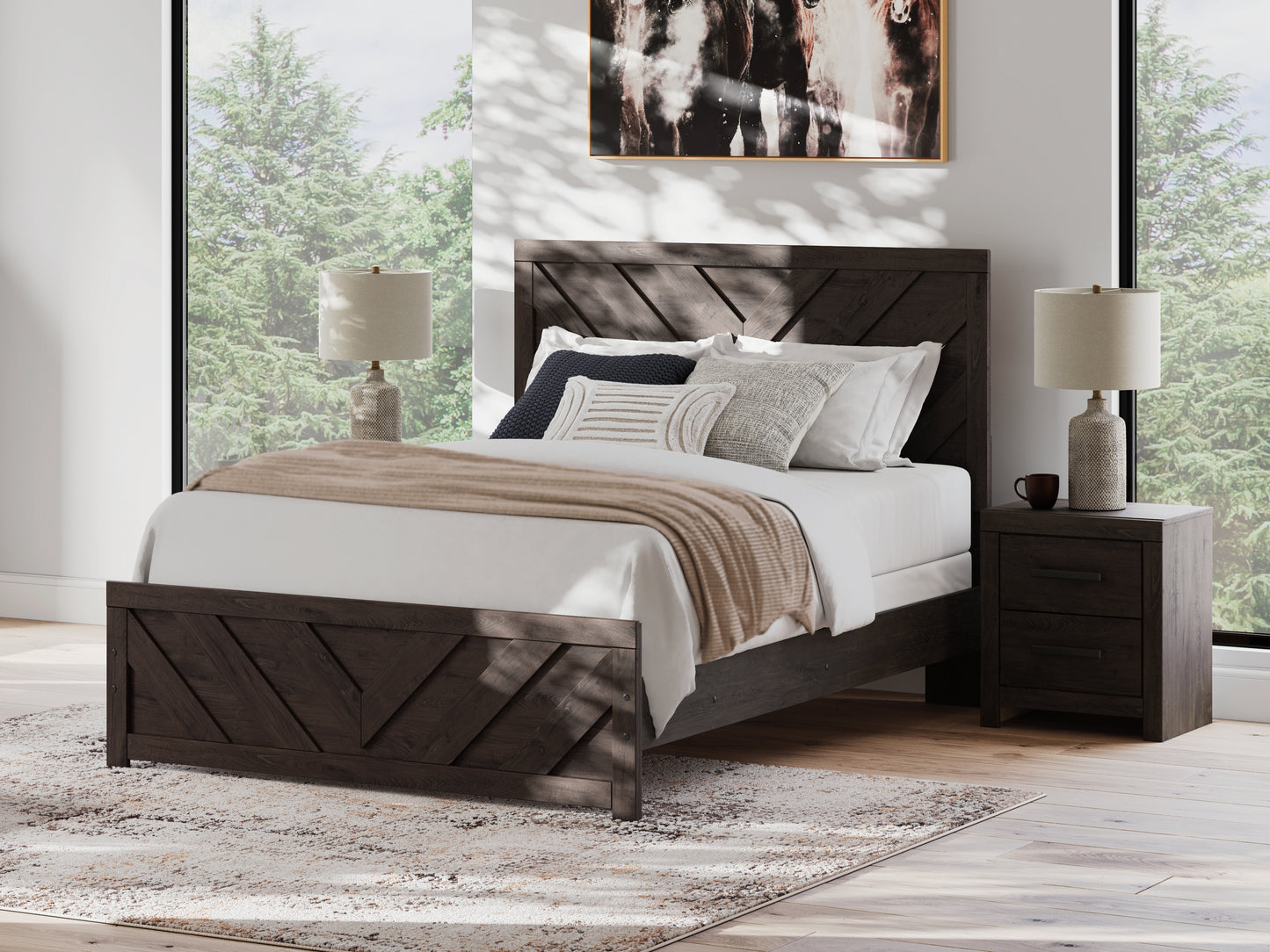 Cassel Furniture Outlet - Ashley Furniture - Prendonea Bedroom - Queen Panel Bed / Charcoal - B3789B4