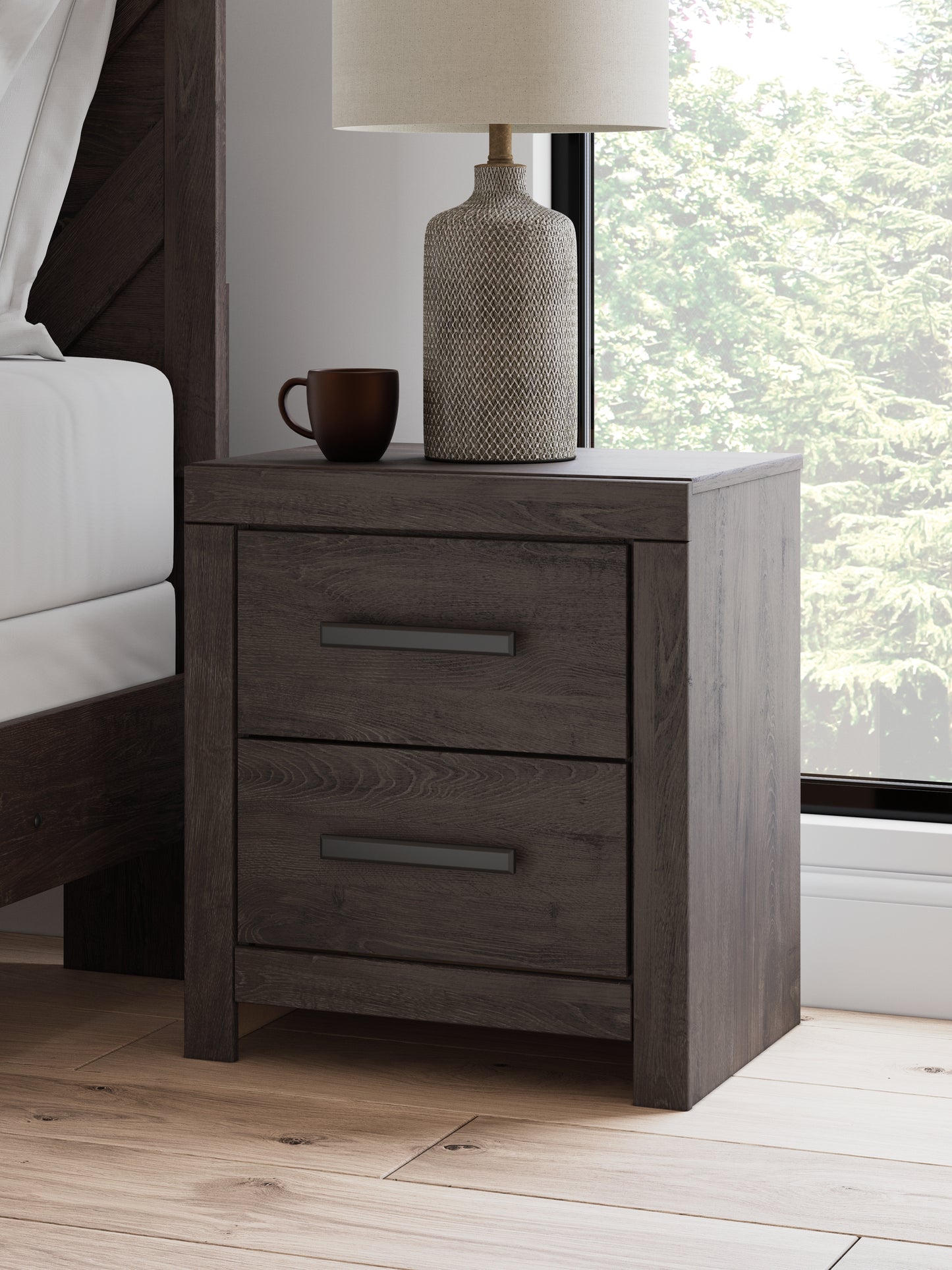 Cassel Furniture Outlet - Ashley Furniture - Prendonea Bedroom - Two Drawer Night Stand / Charcoal - B3789-92