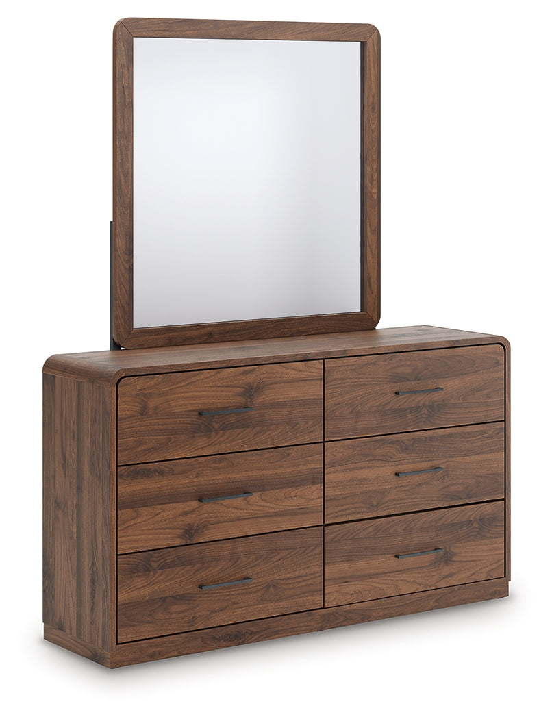 Cassel Furniture Outlet - Ashley Furniture - Fortlorn Bedroom - Dresser and Mirror / Walnut Brown - PCB386B1
