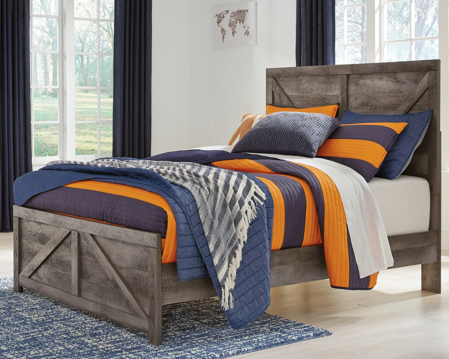 Cassel Furniture Outlet - Ashley Furniture - Wynnlow Bedroom - Full Crossbuck Panel Bed / Gray - B440B17