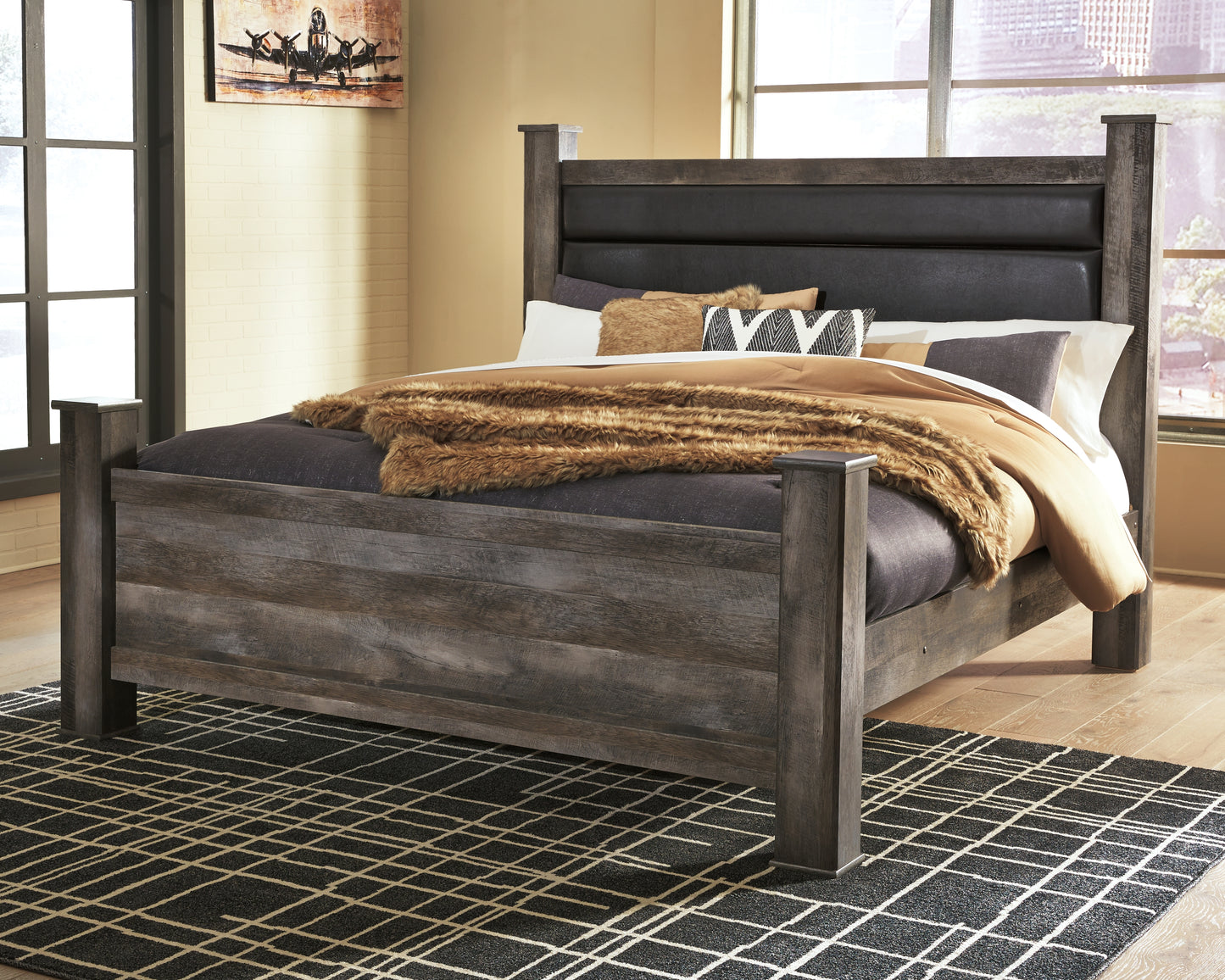 Cassel Furniture Outlet - Ashley Furniture - Wynnlow Bedroom - King Poster Bed / Gray - B440B6