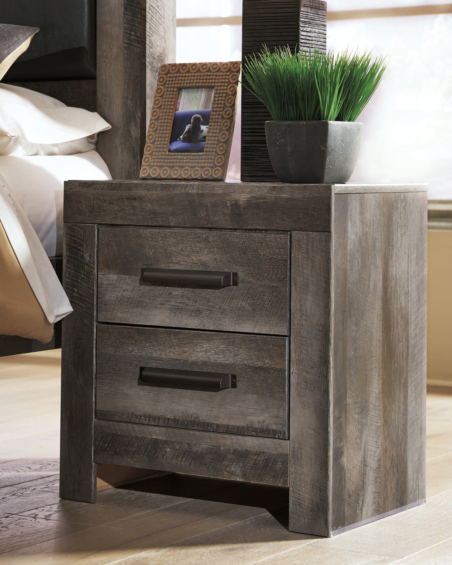 Cassel Furniture Outlet - Ashley Furniture - Wynnlow Bedroom - Two Drawer Night Stand / Gray - B440-92